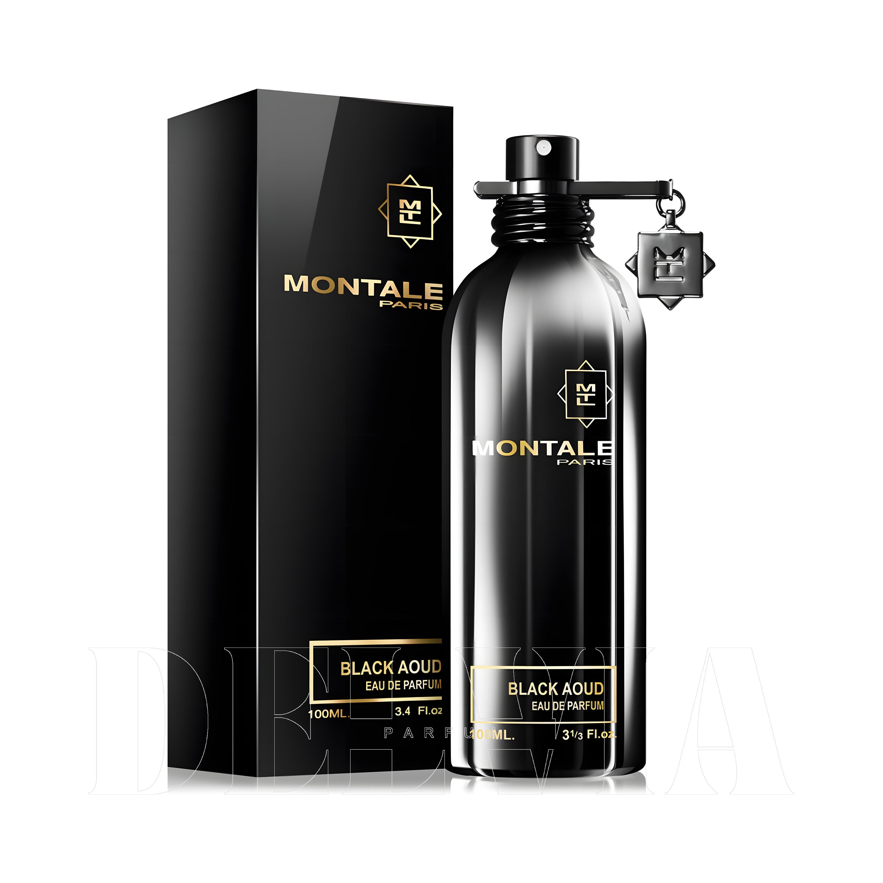 Montale Black Aoud 8 ml dekant parfüm — kutu ve şişe görseli