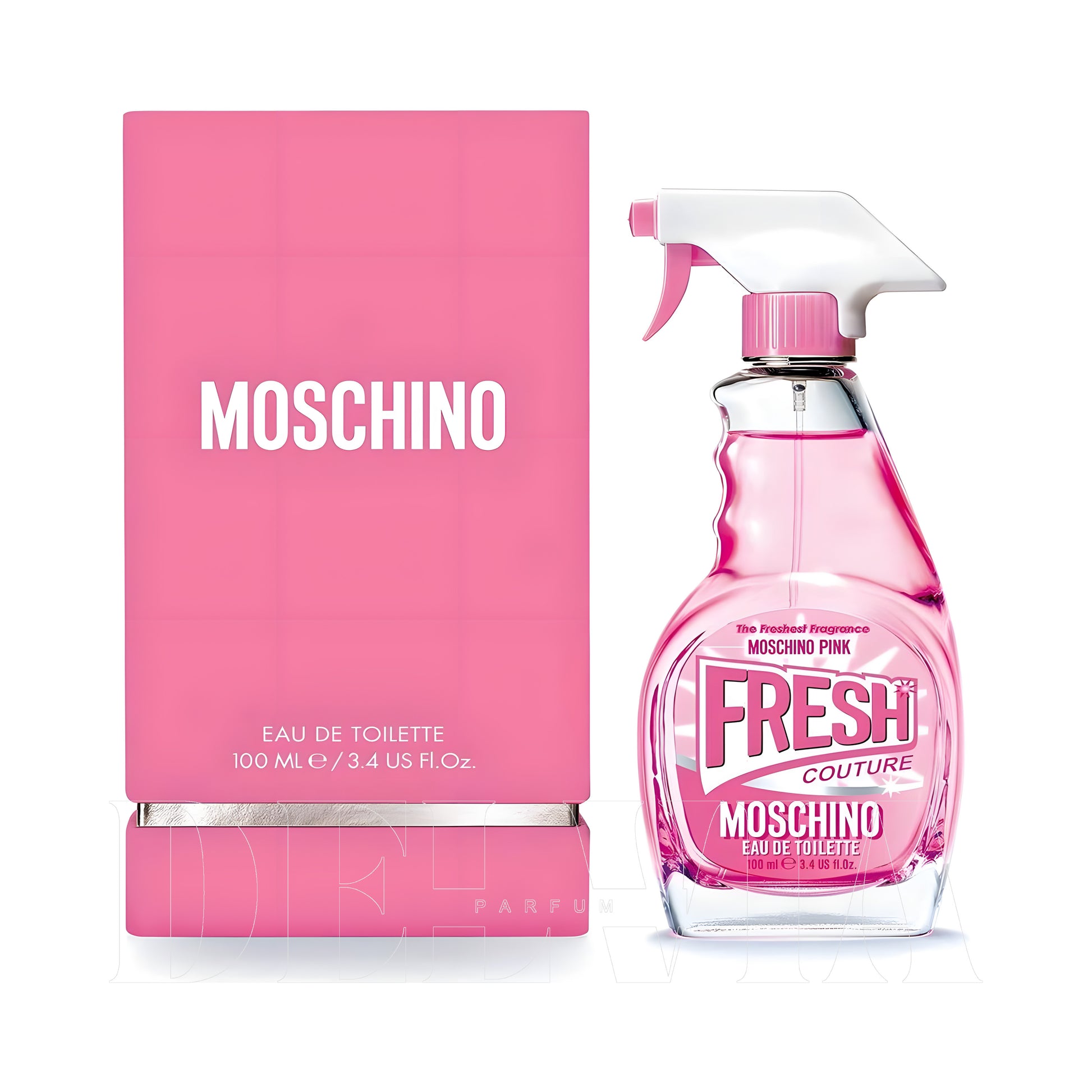 Moschino Fresh Pink 10 ml dekant parfüm — kutu ve şişe görseli
