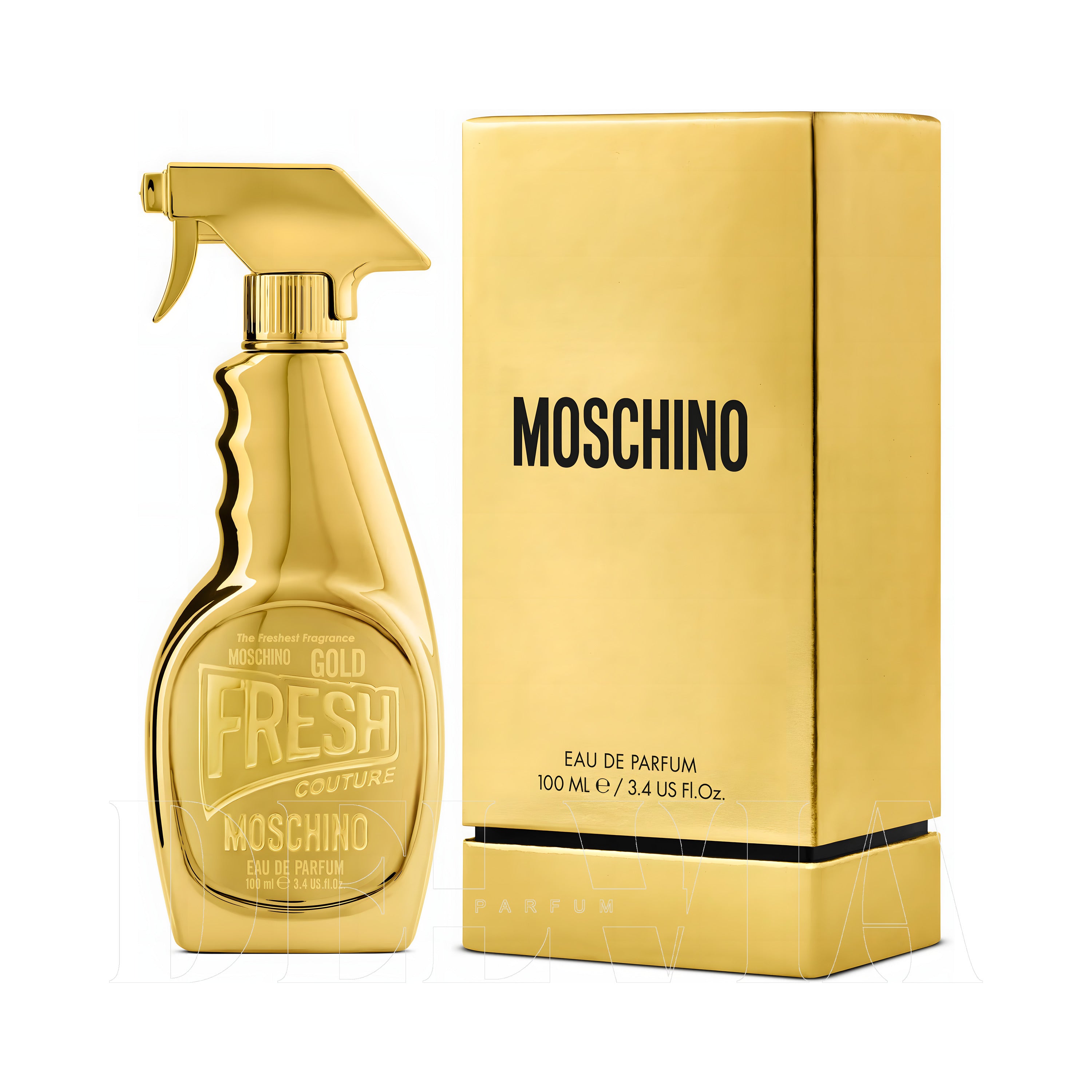 Moschino Gold Fresh 2 ml dekant parfüm — kutu ve şişe görseli