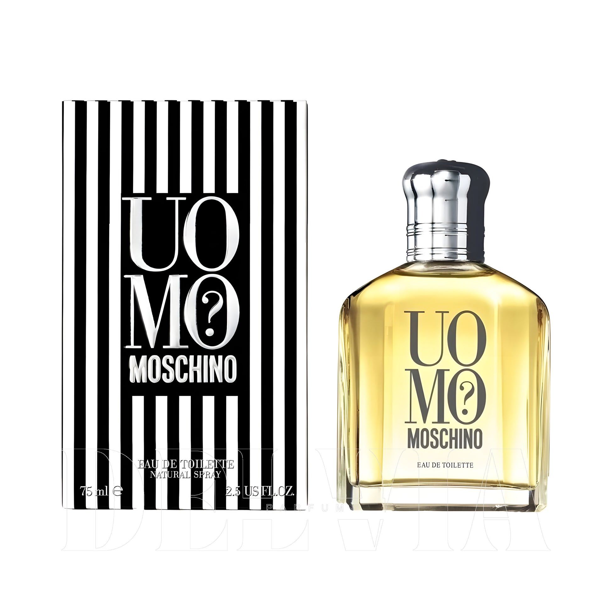 Moschino Uomo 10 ml dekant parfüm — kutu ve şişe görseli