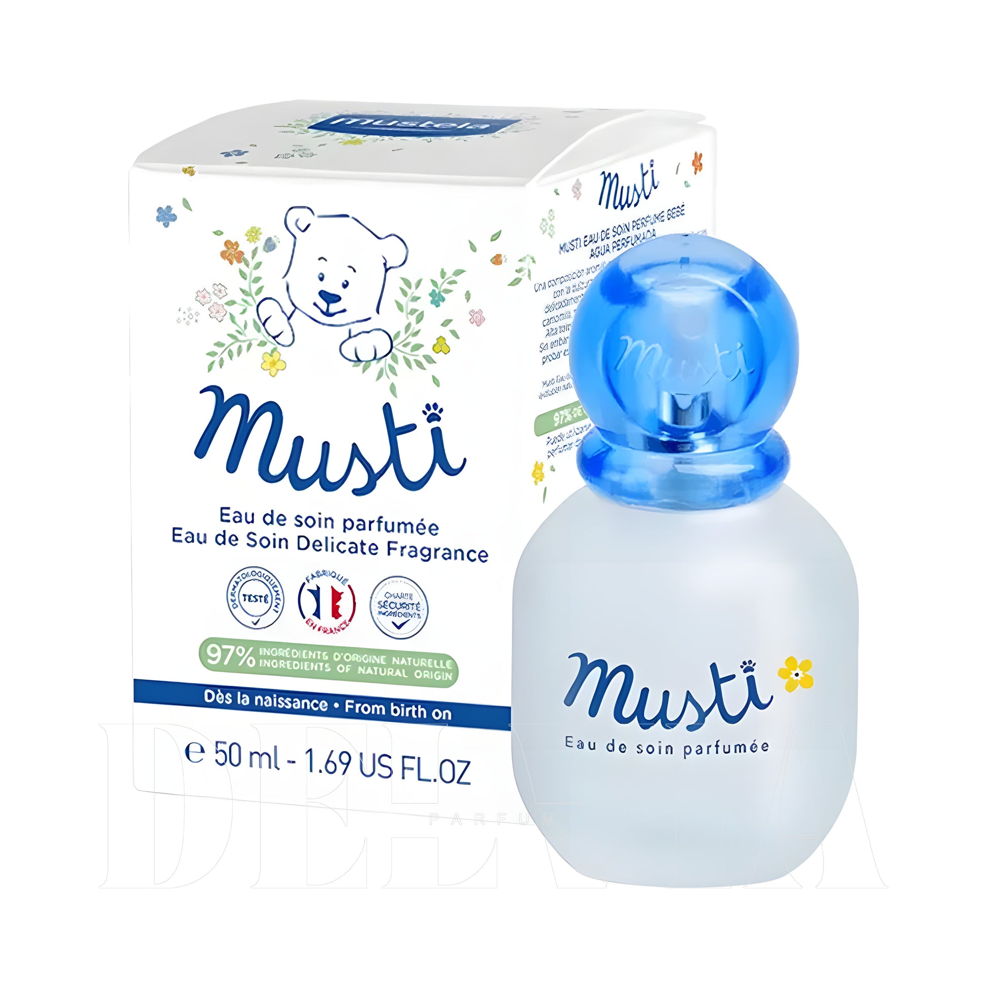 Mustela Musti Eau De Soin Baby 2 ml dekant parfüm — şişe görseli