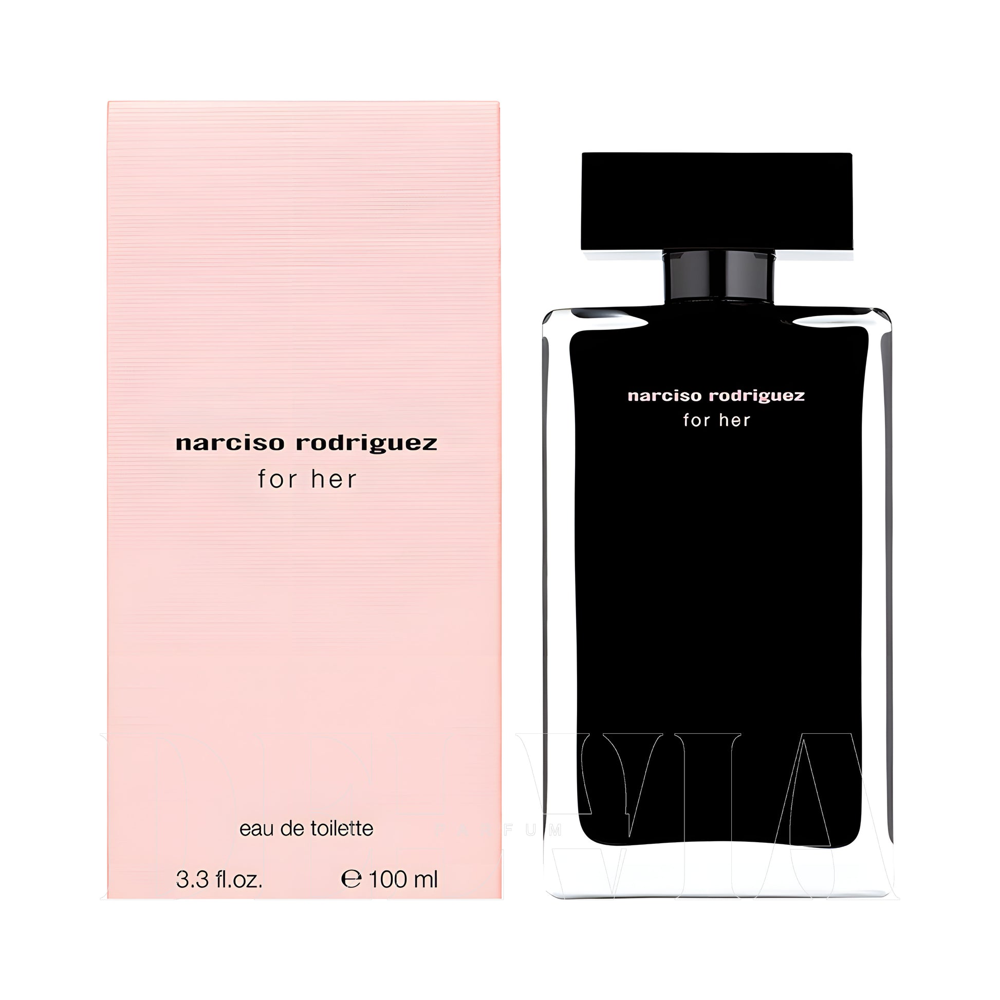 Narciso Rodriguez For Her 1 ml dekant parfüm — kutu ve şişe görseli