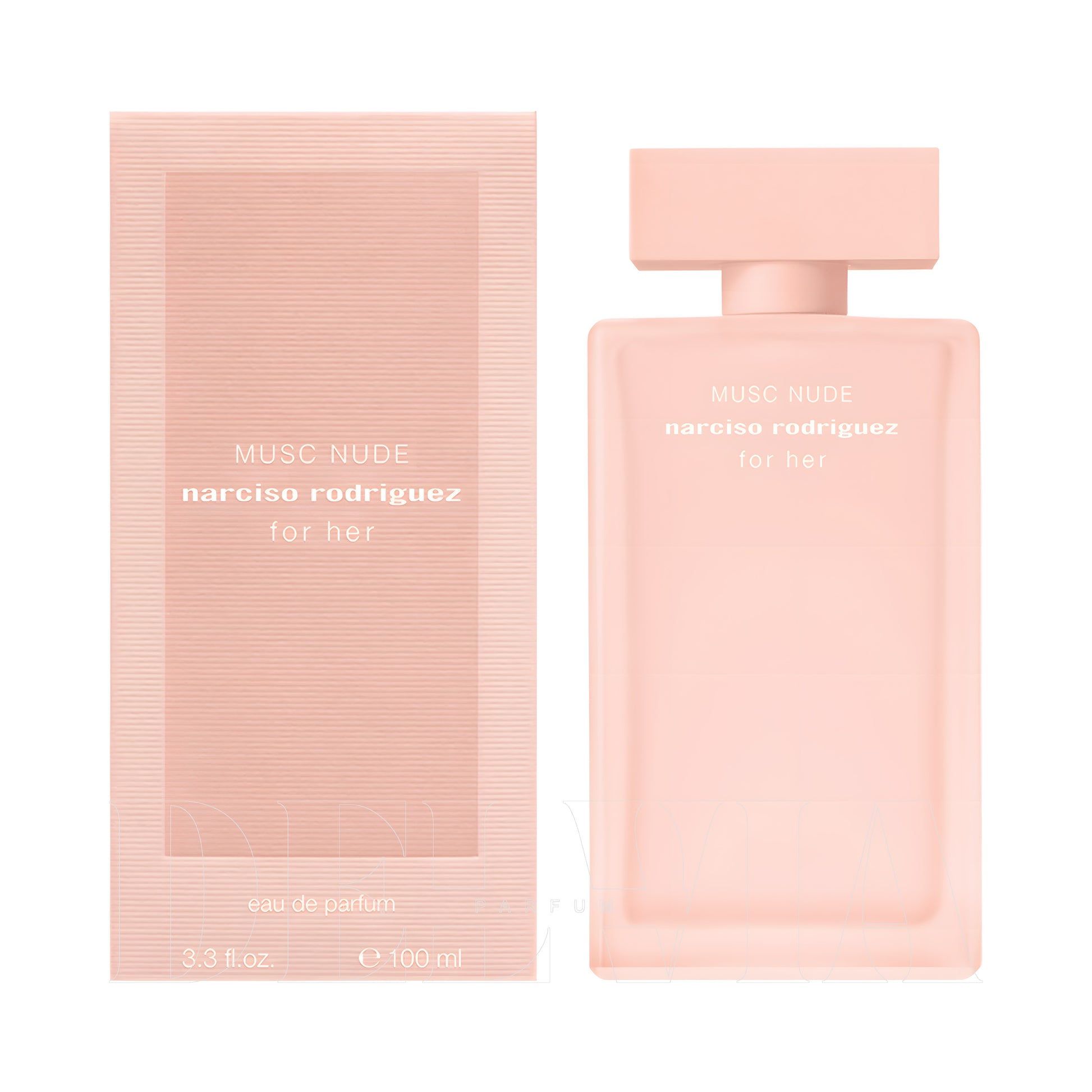 Narciso Rodriguez For Her Musc Nude 5 ml dekant parfüm — kutu ve şişe görseli