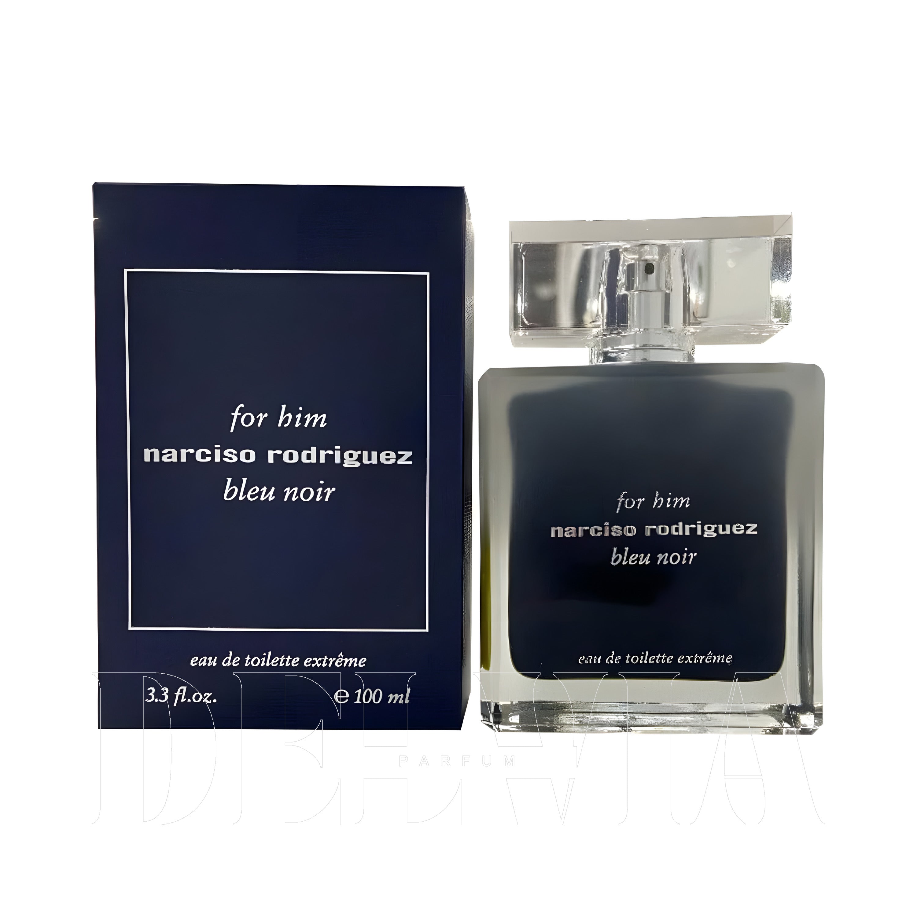 Narciso Rodriguez For Him Bleu Noir Extreme Edt 15 ml dekant parfüm — kutu ve şişe görseli