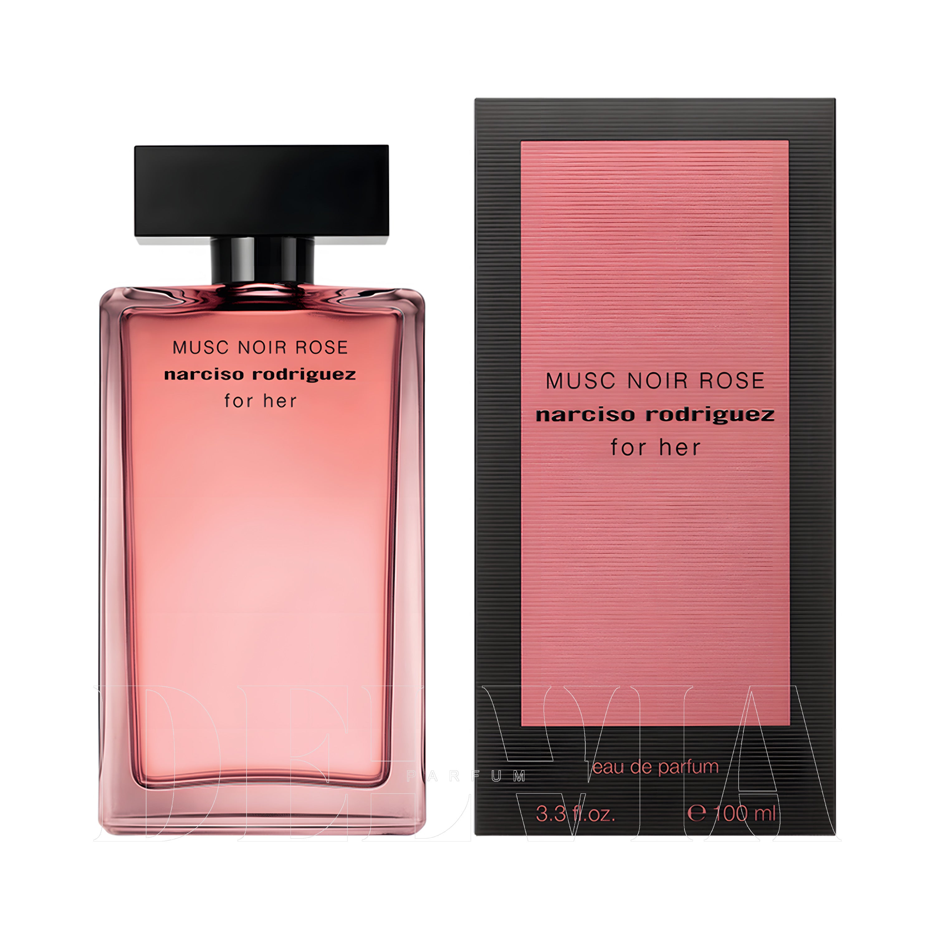 Narciso Rodriguez Musc Noir Rose 3 ml dekant parfüm — kutu ve şişe görseli