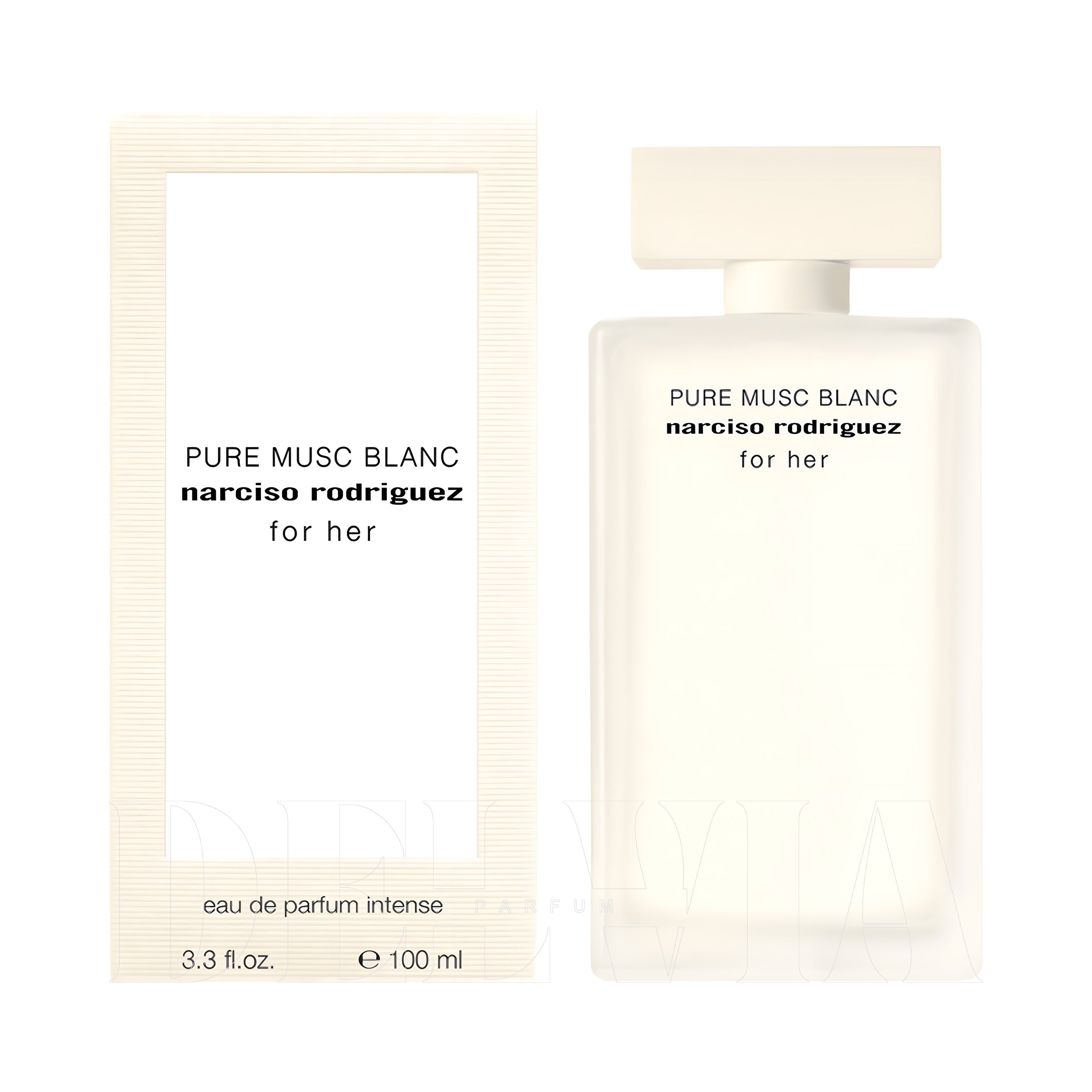 Narciso Rodriguez Pure Musc Blanc Edp Intense 10 ml dekant parfüm — kutu ve şişe görseli