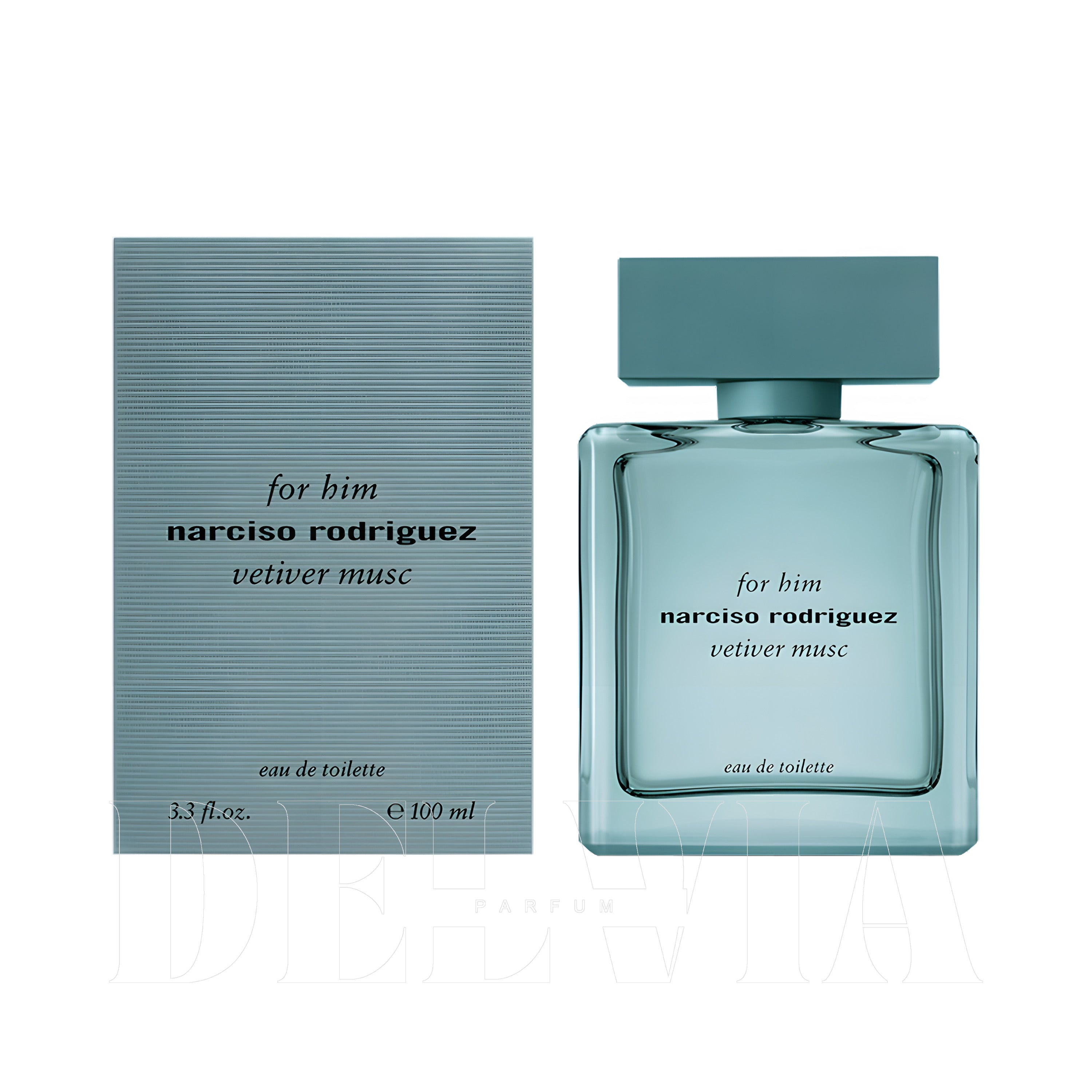 Narciso Rodriguez Vetiver Musc 3 ml dekant parfüm — kutu ve şişe görseli
