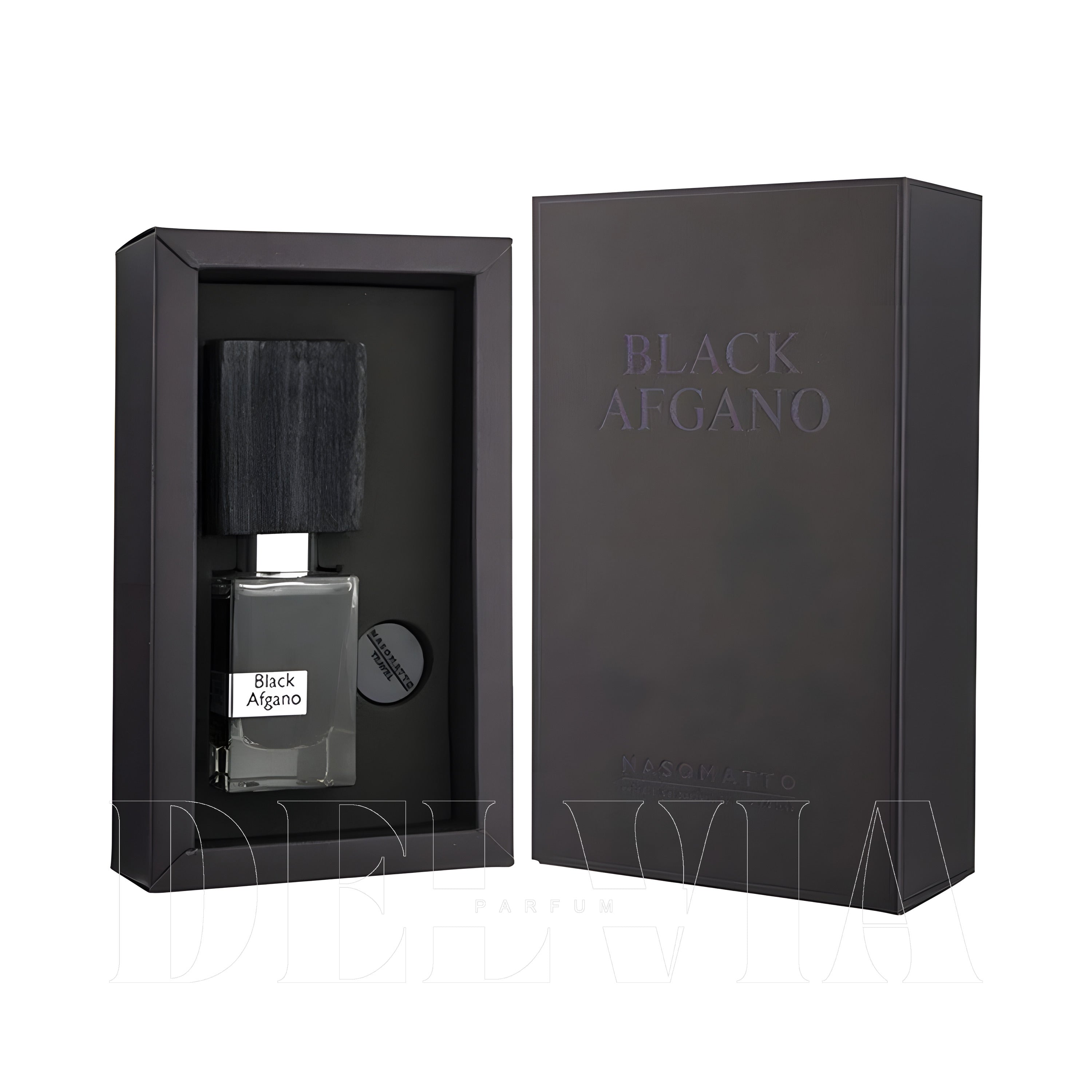 Nasomatto Black Afgano Kokulu Sabun — kutu ve şişe görseli