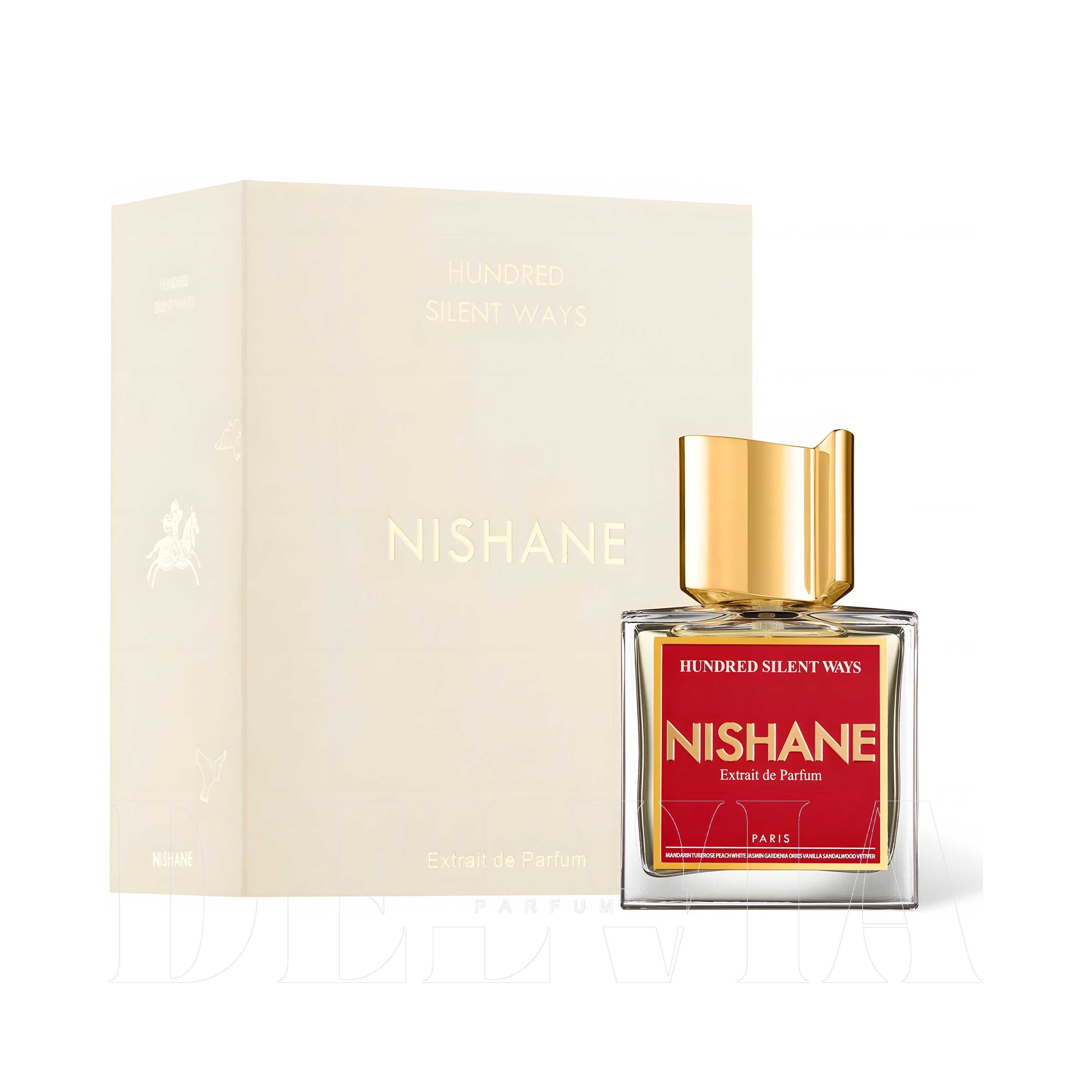 Nishane Hundred Silent Ways Katı Parfum — kutu ve şişe görseli