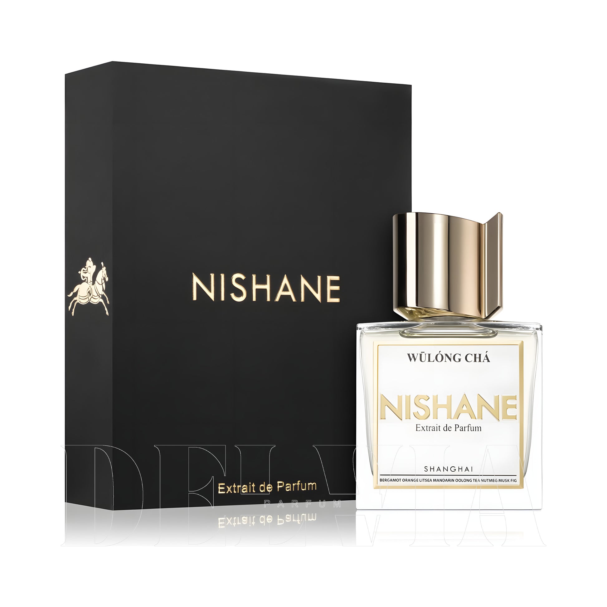 Nishane Wulong Cha 1 ml dekant parfüm — kutu ve şişe görseli