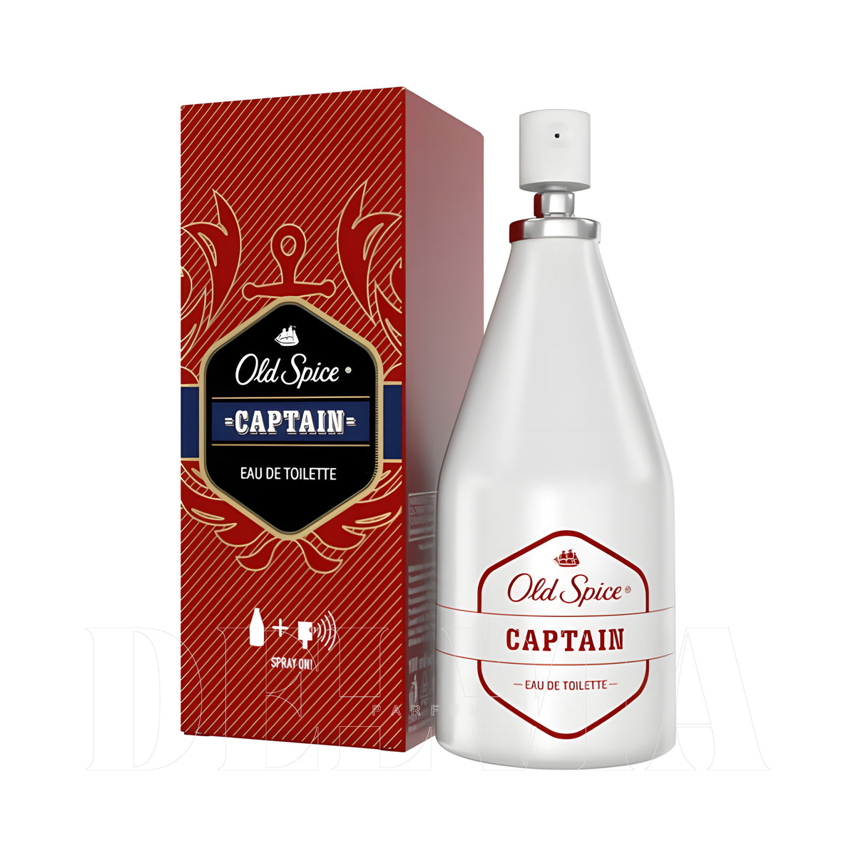Old Spice Captain Edt 2 ml dekant parfüm — kutu ve şişe görseli