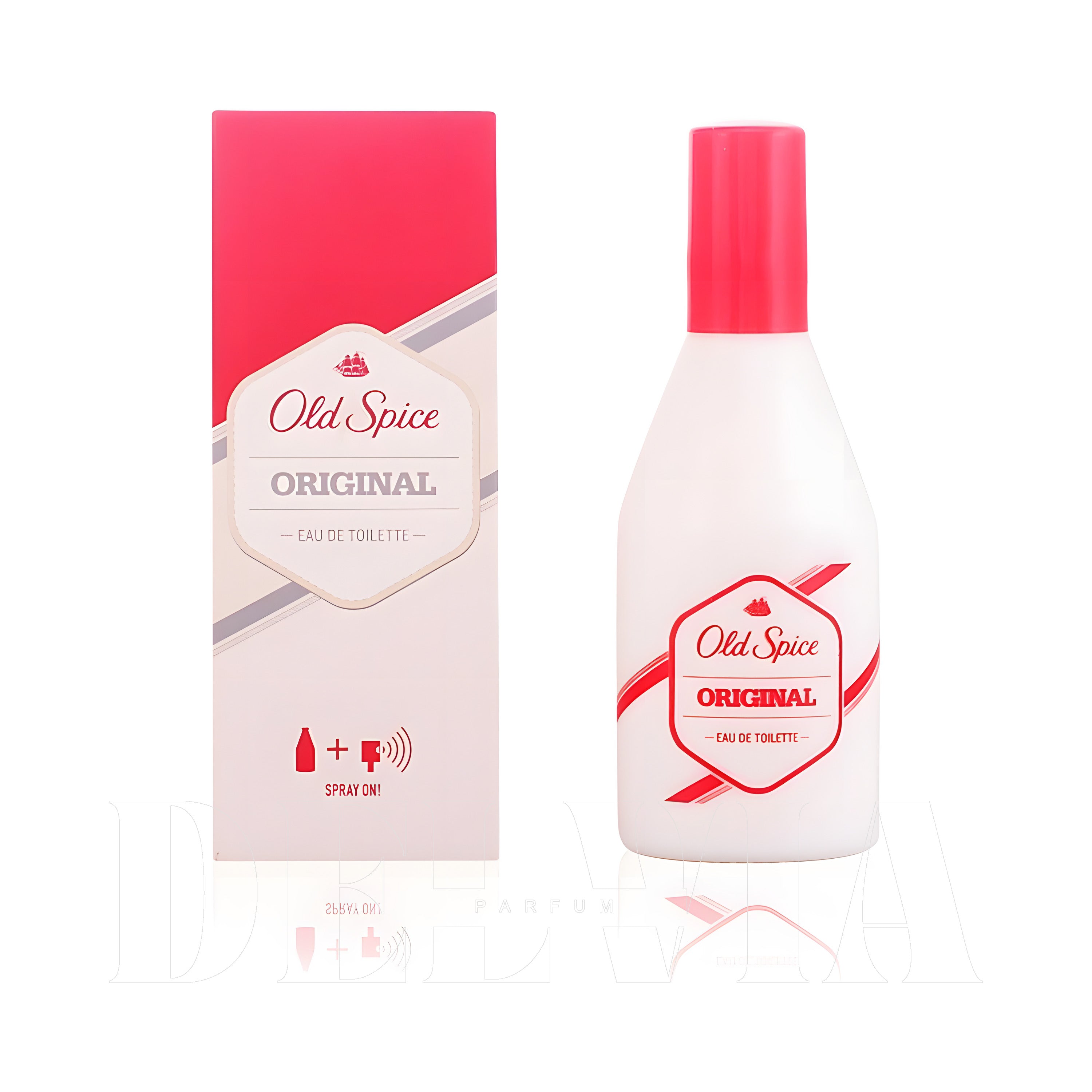 Old Spice Original 2 ml dekant parfüm — kutu ve şişe görseli