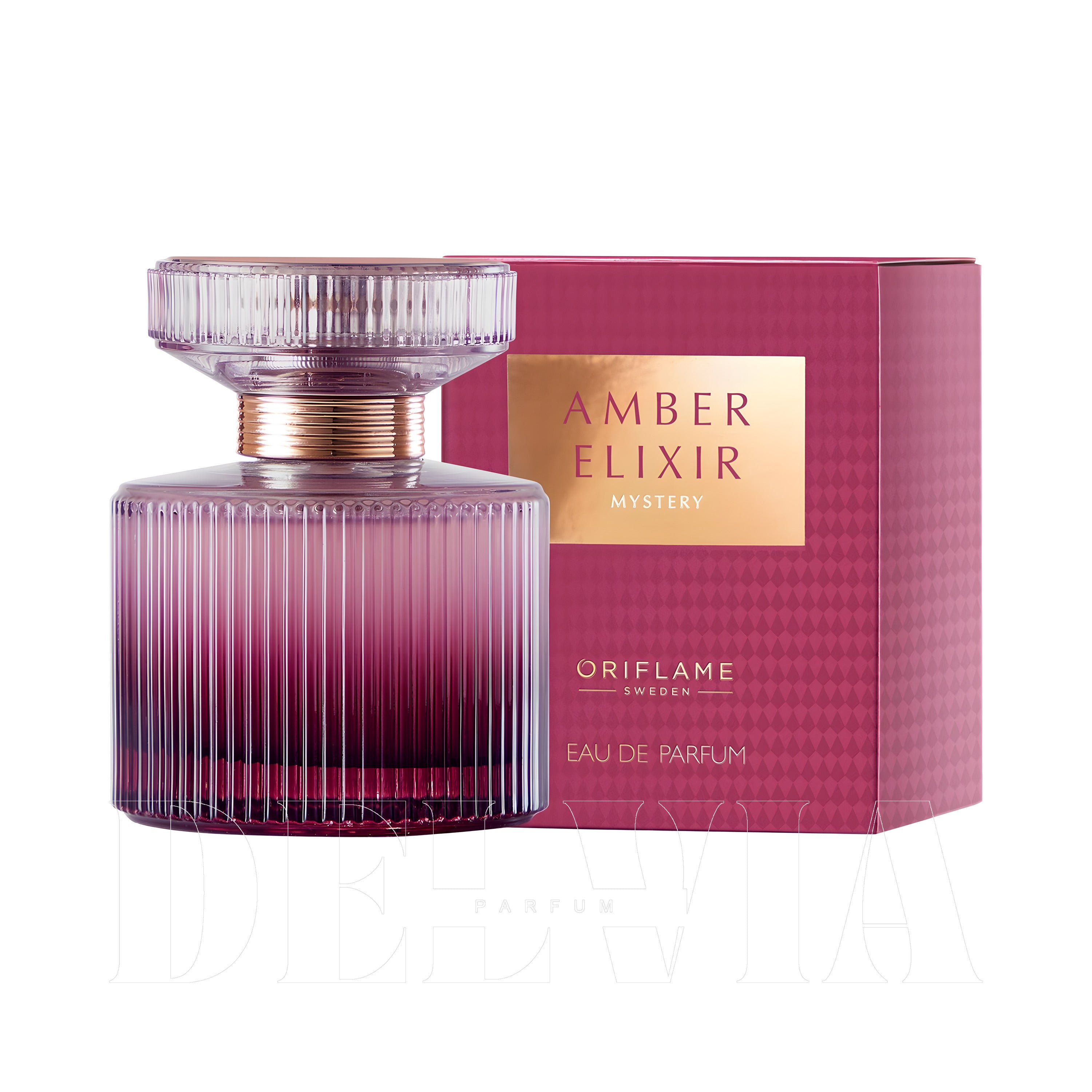 Oriflame Amber Elixir Mystery 10 ml dekant parfüm — kutu ve şişe görseli