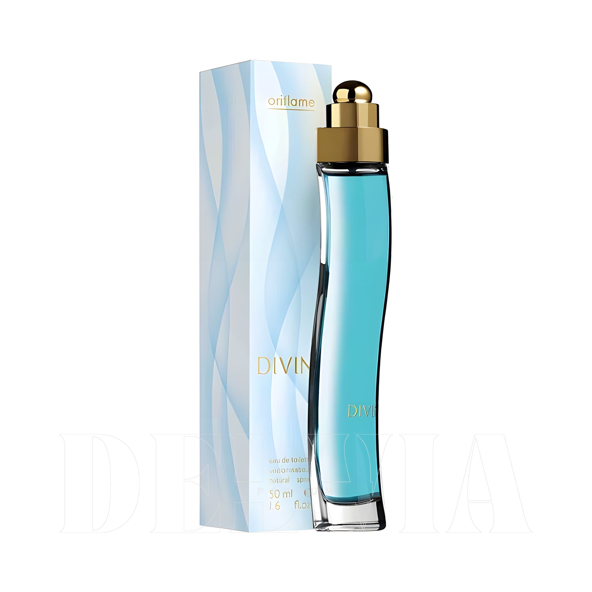 Oriflame Divine 3 ml dekant parfüm — kutu ve şişe görseli