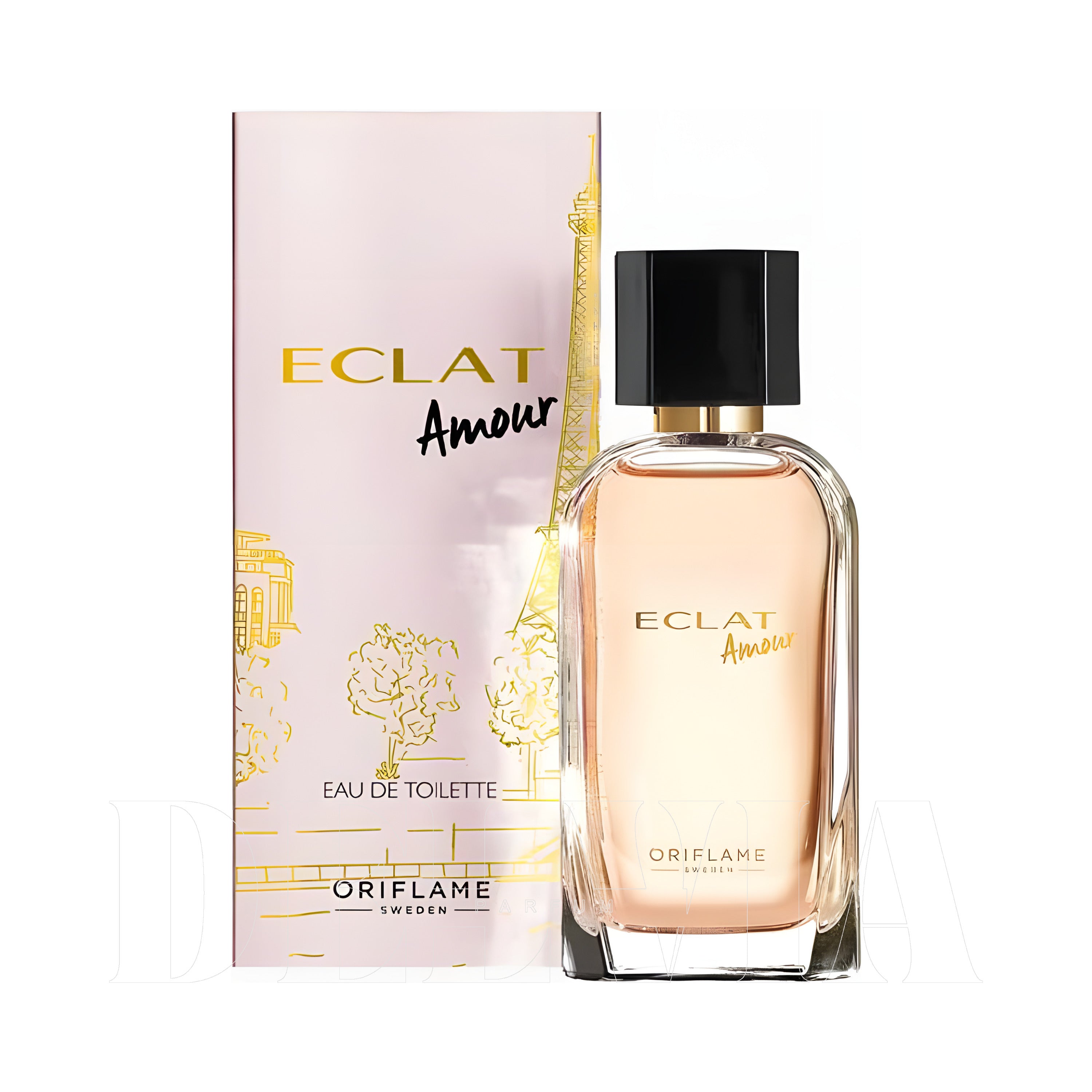 Oriflame Eclat Amour 2 ml dekant parfüm — kutu ve şişe görseli