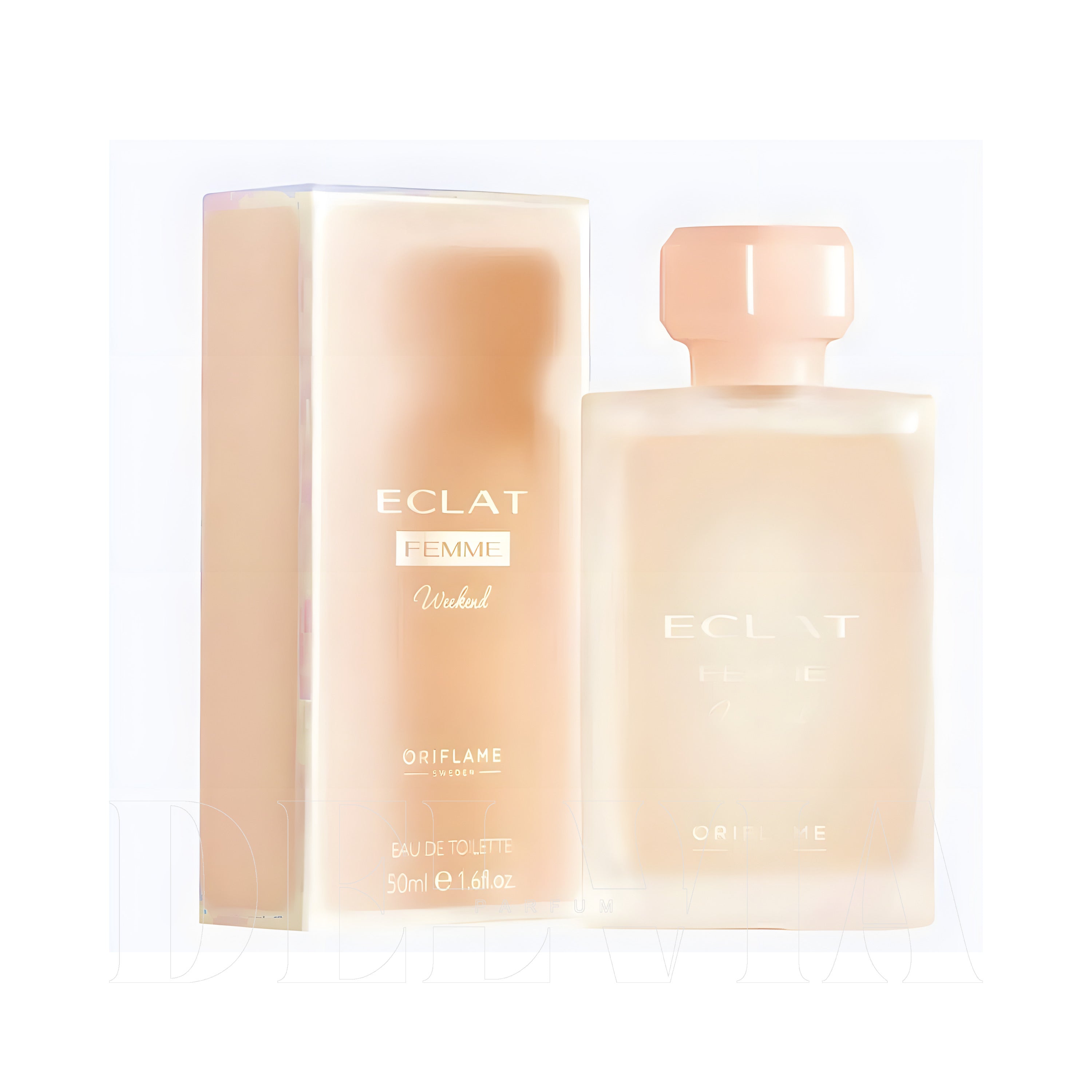 Oriflame Eclat Femme Weekend 10 ml dekant parfüm — kutu ve şişe görseli