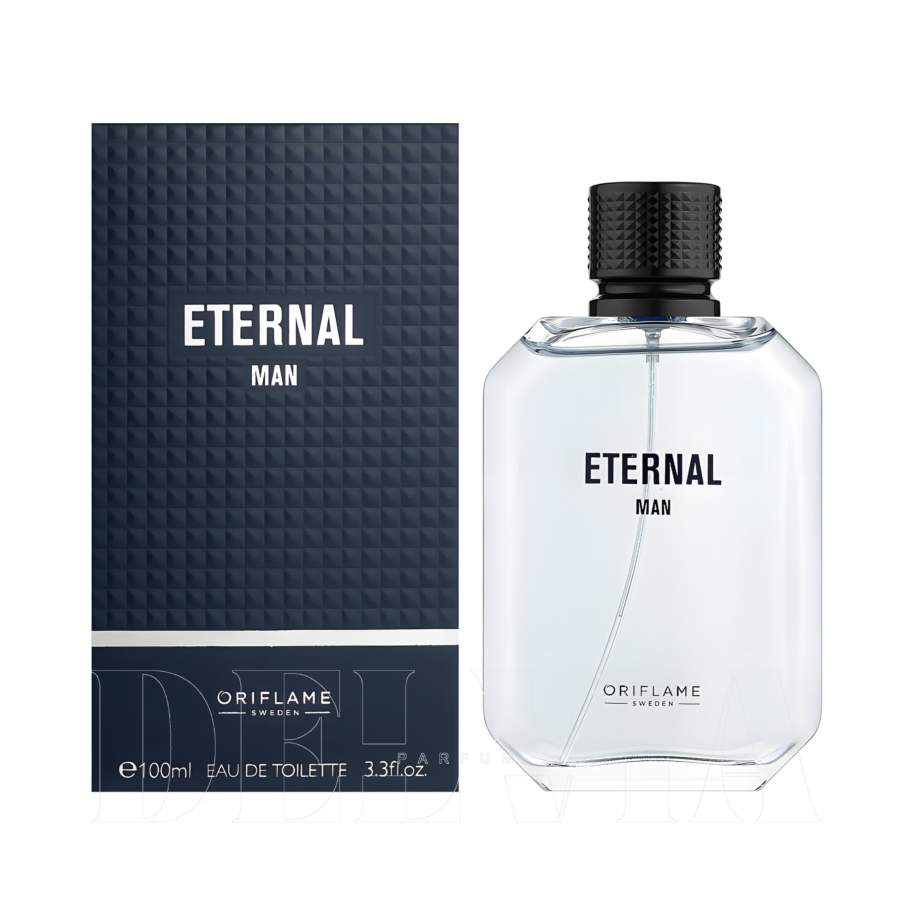 Oriflame Eternal Man 2 ml dekant parfüm — kutu ve şişe görseli