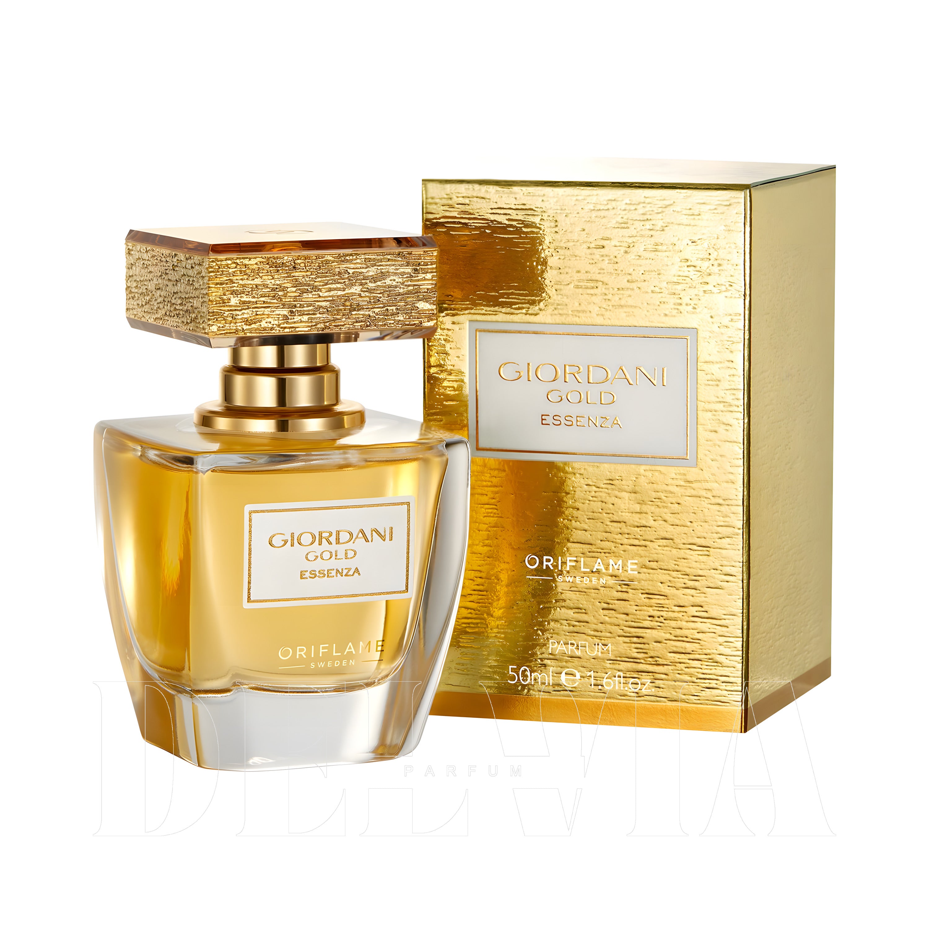 Oriflame Giordani Gold Essenza Katı Parfum — kutu ve şişe görseli