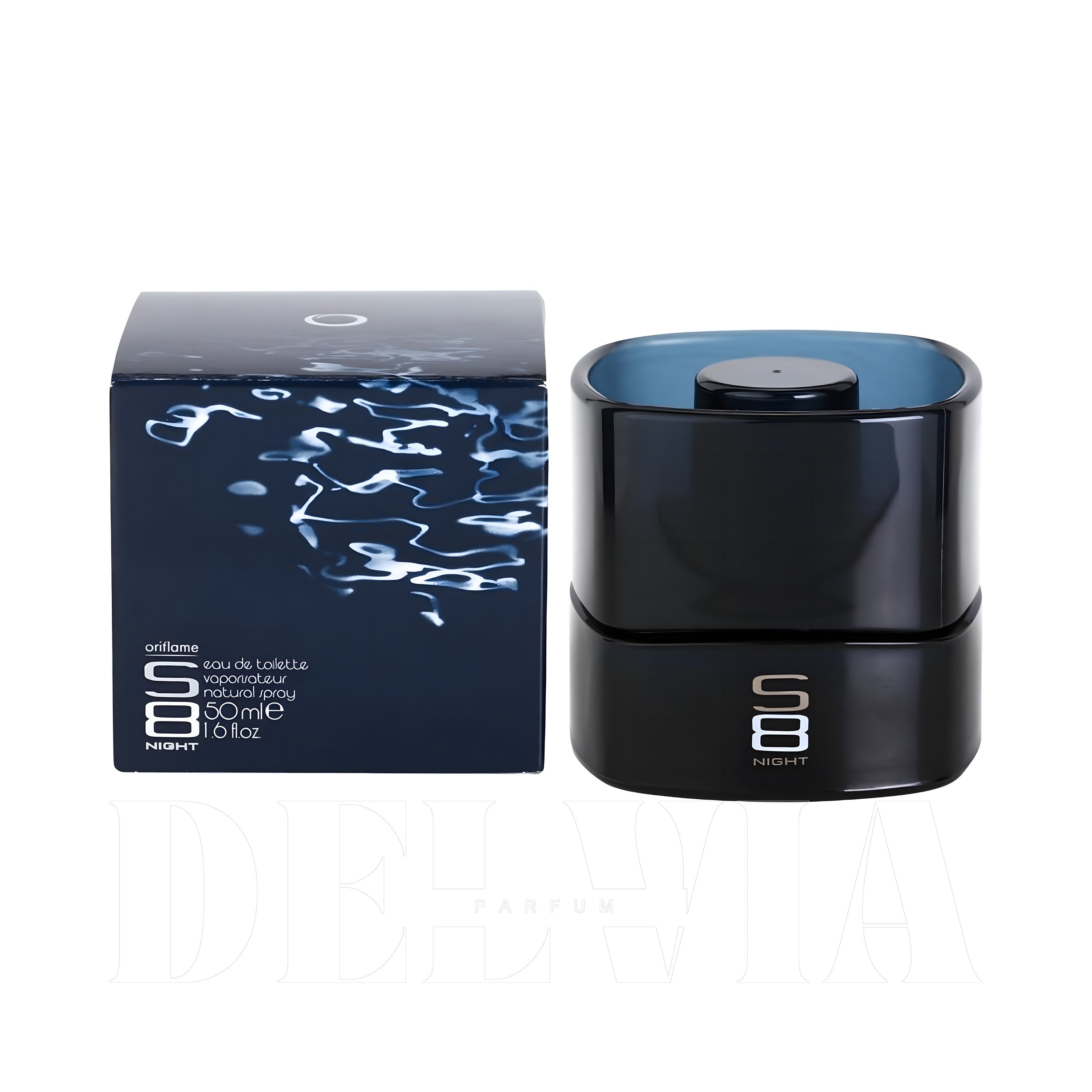 Oriflame S8 Night 30 ml dekant parfüm — kutu ve şişe görseli