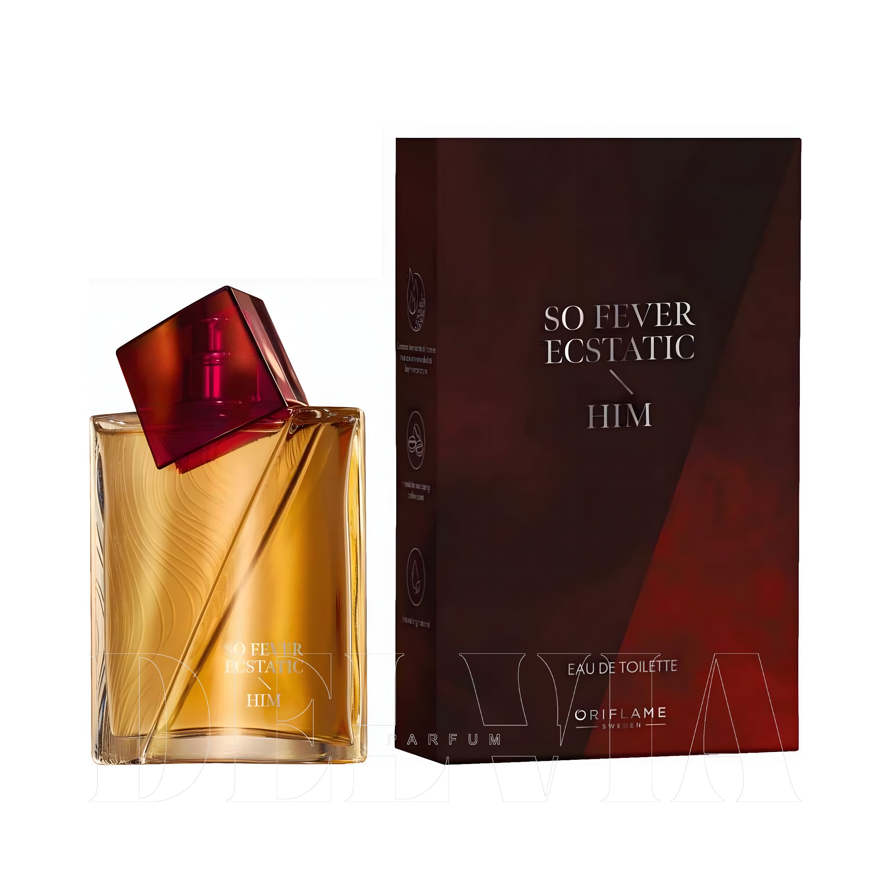 Oriflame So Fever Him 2 ml dekant parfüm — kutu ve şişe görseli