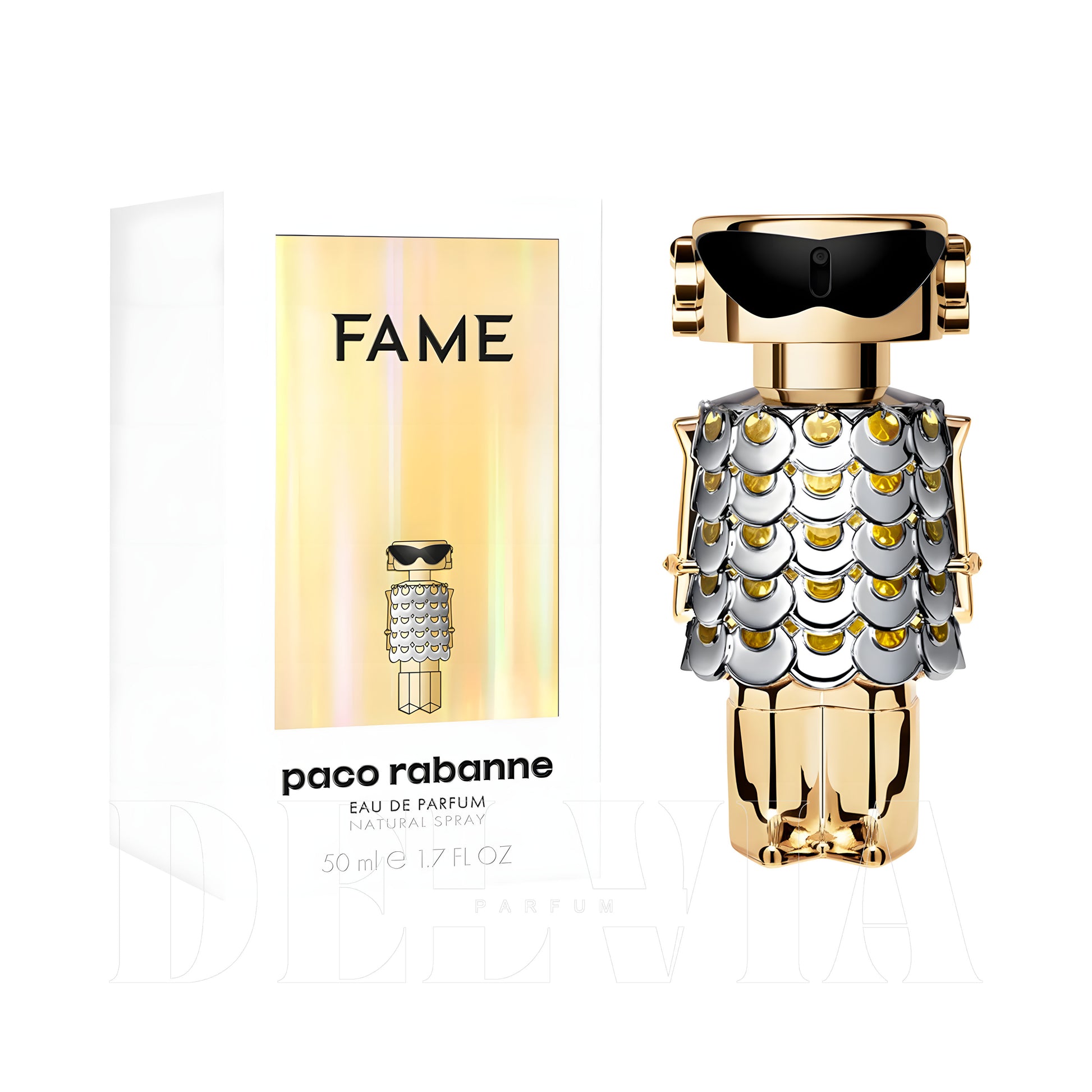 Paco Rabanne Fame 1 ml dekant parfüm — kutu ve şişe görseli