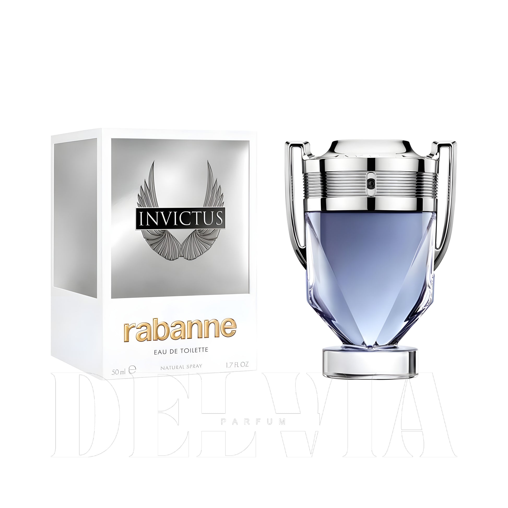 Paco Rabanne Invictus 8 ml dekant parfüm — kutu ve şişe görseli