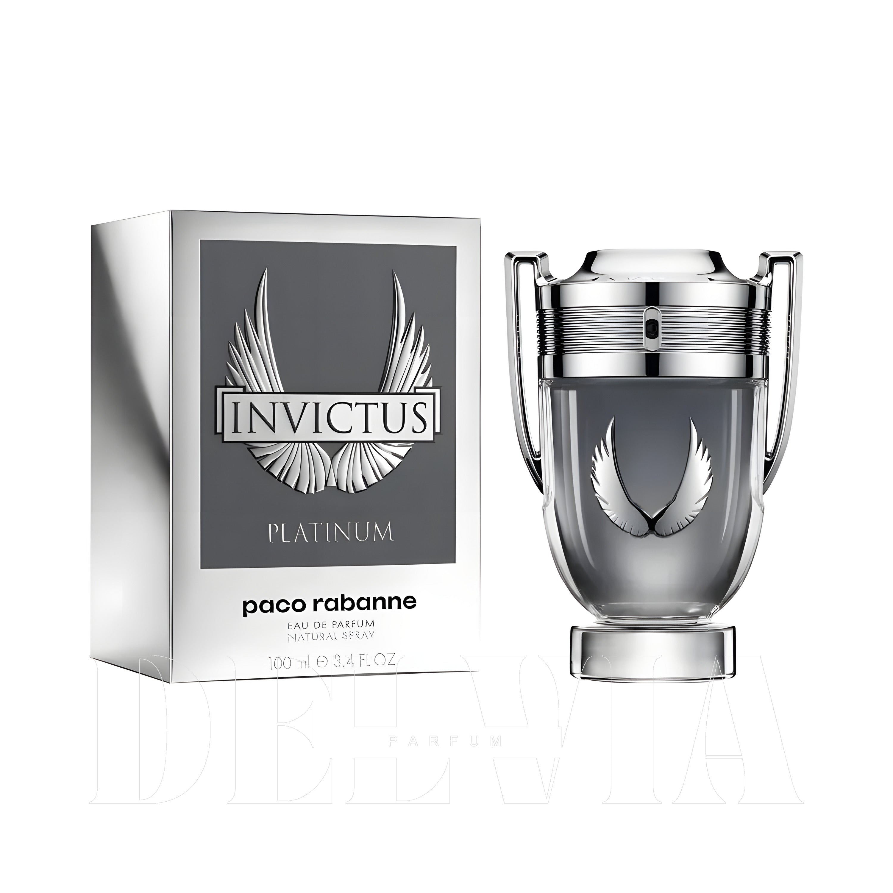 Paco Rabanne Invictus Platinum 1 ml dekant parfüm — kutu ve şişe görseli