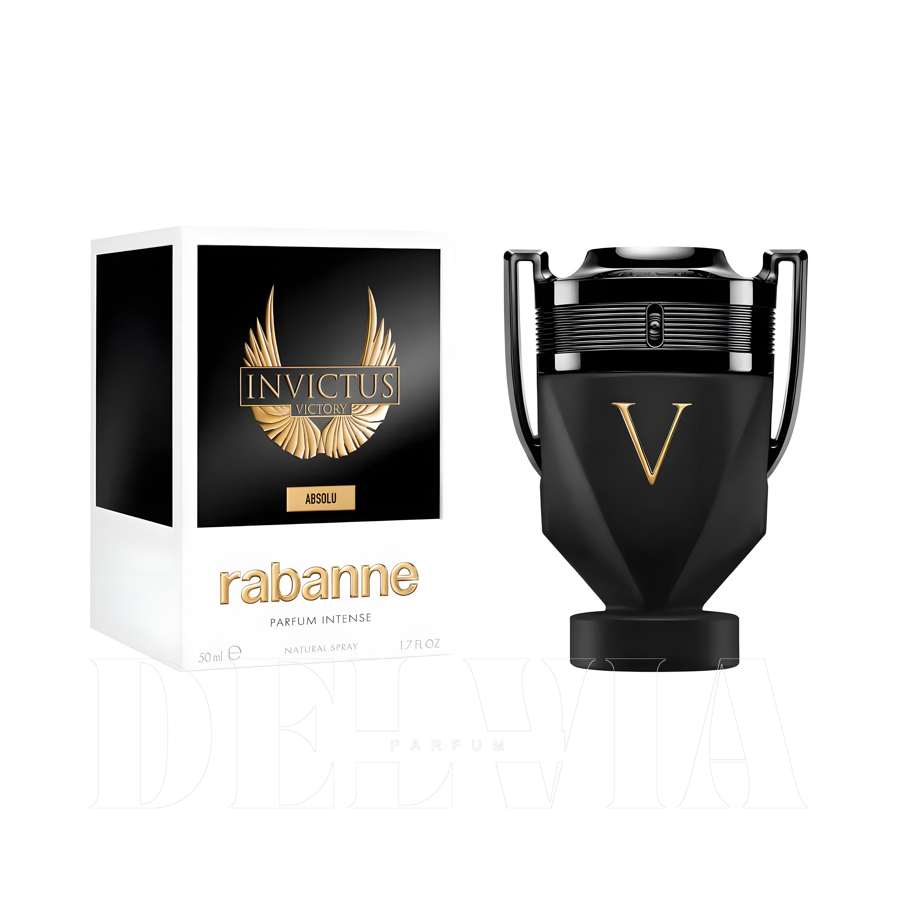 Paco Rabanne Invictus Victory Absolu Intense 8 ml dekant parfüm — kutu ve şişe görseli