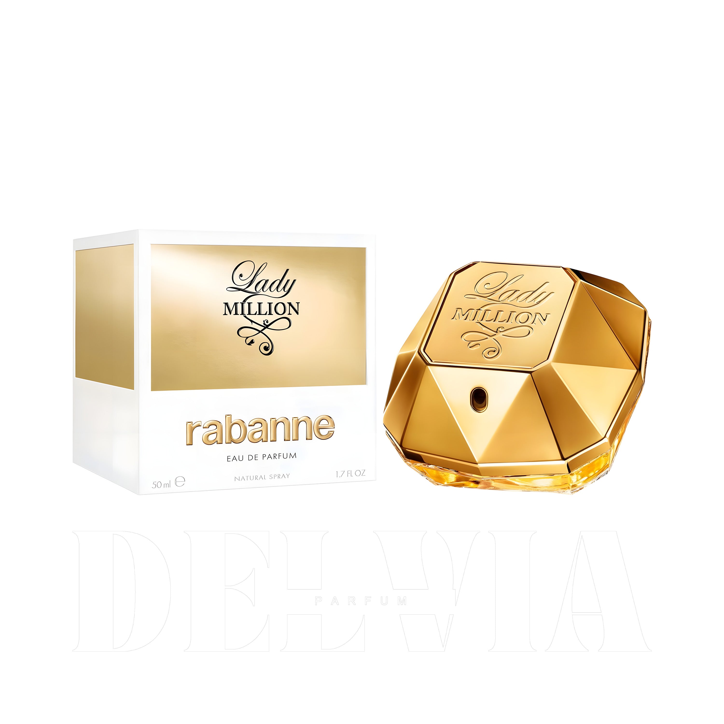 Paco Rabanne Lady Million 1 ml dekant parfüm — kutu ve şişe görseli