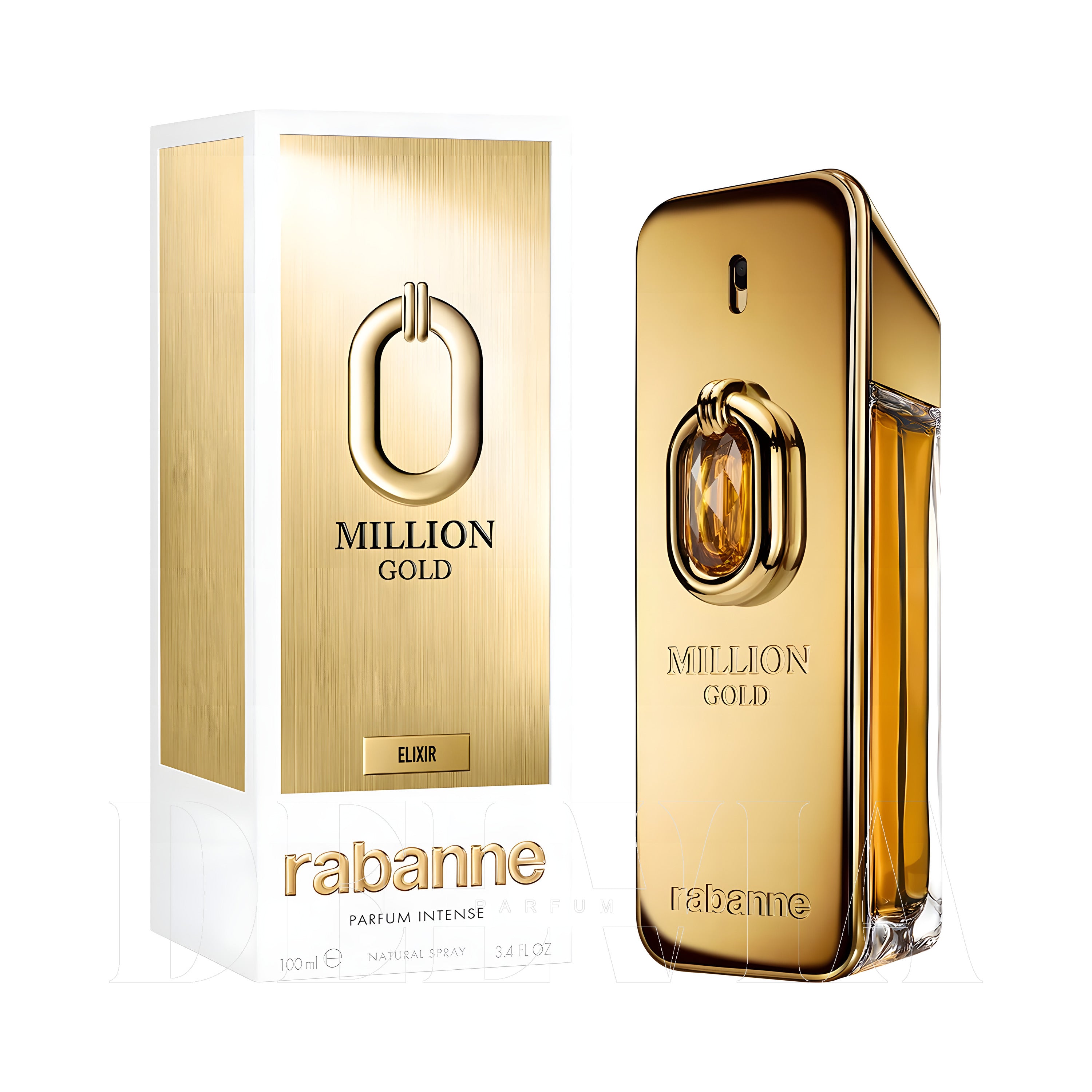 Paco Rabanne Million Gold Elixir Katı Parfum — kutu ve şişe görseli