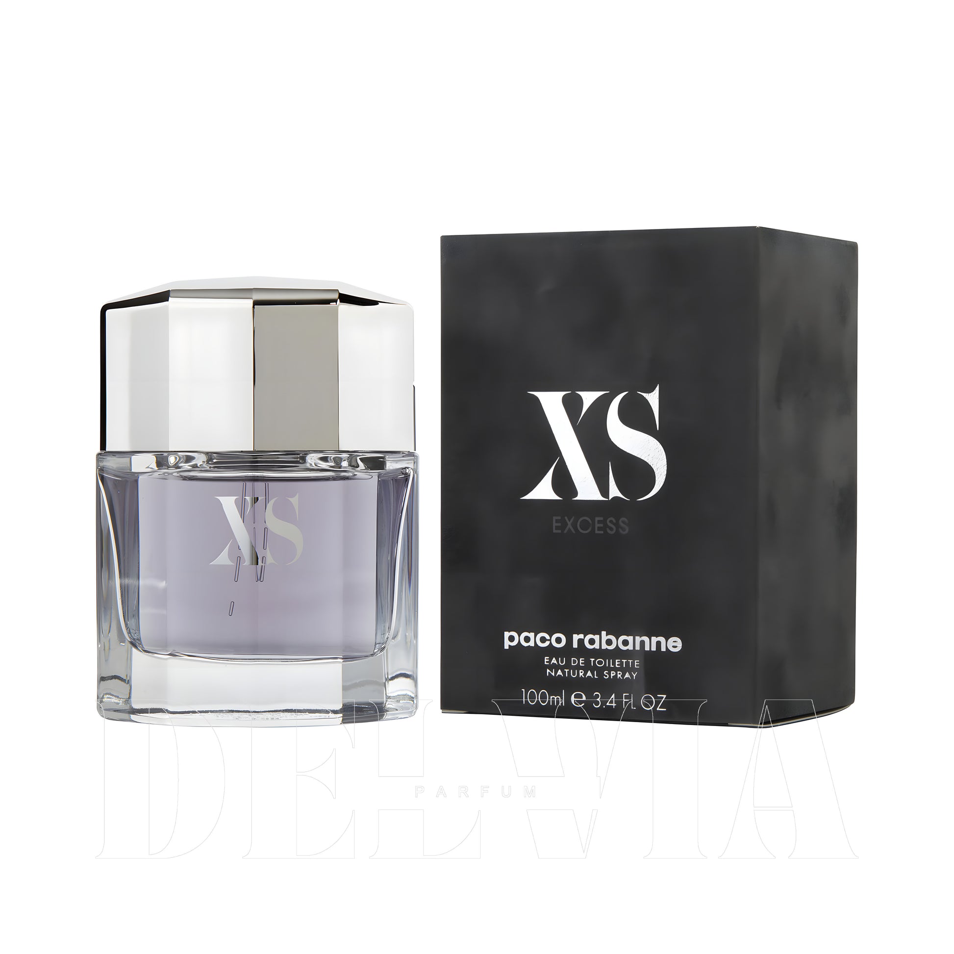 Paco Rabanne Xs Excess 1 ml dekant parfüm — kutu ve şişe görseli