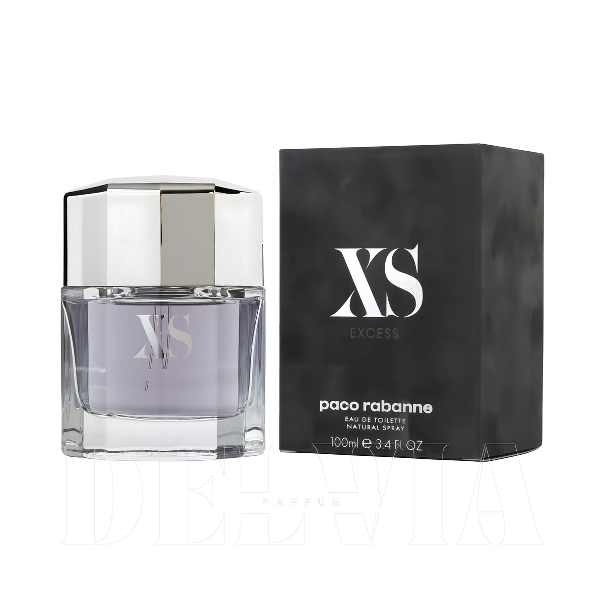 Paco Rabanne Xs Excess 1 ml dekant parfüm — kutu ve şişe görseli