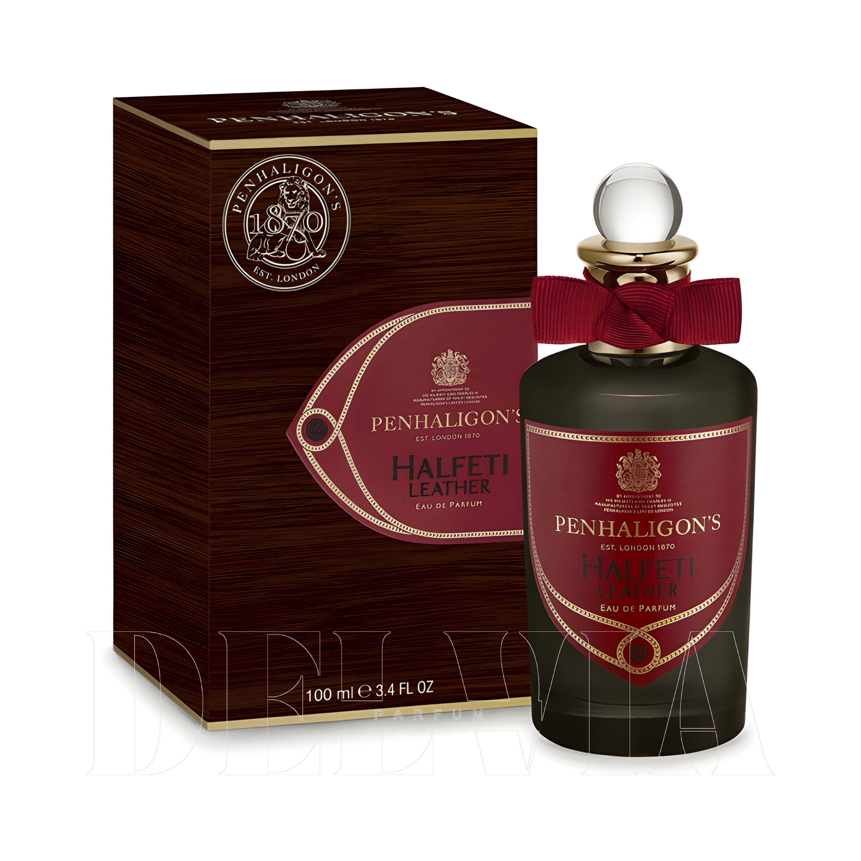 Penhaligon S Halfeti Leather 1 ml dekant parfüm — kutu ve şişe görseli