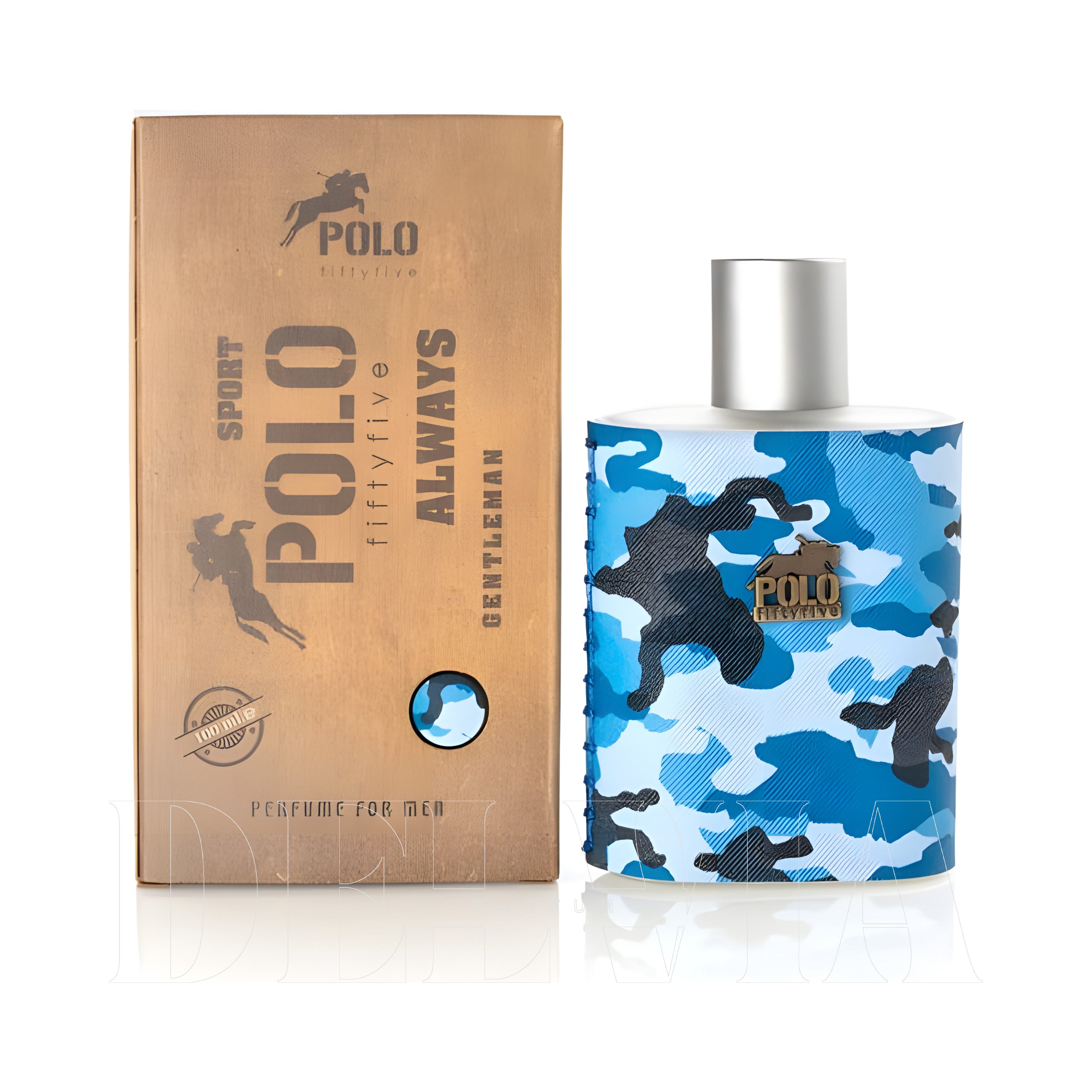 Polo55 Polofpm002 Mavi 5 ml dekant parfüm — kutu ve şişe görseli