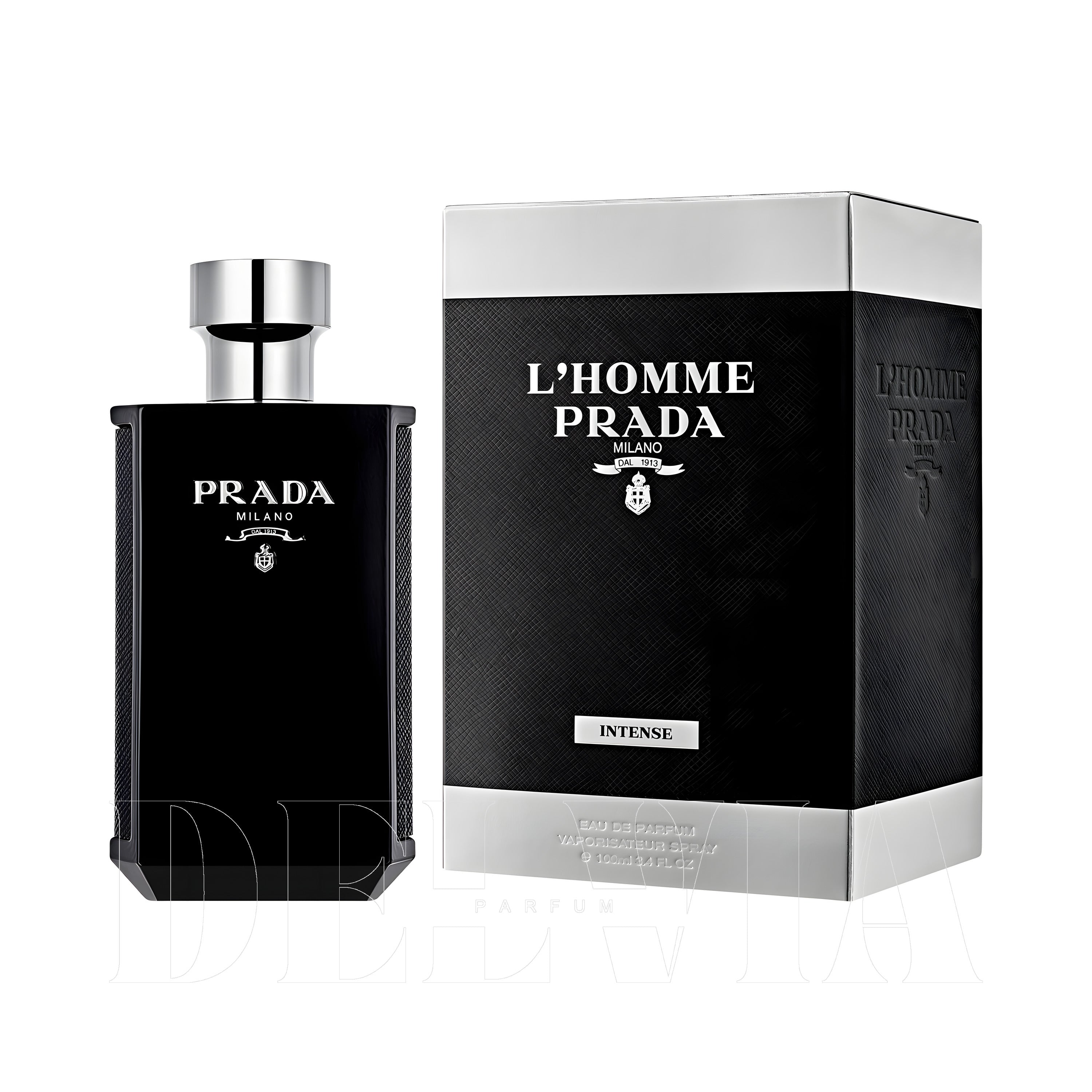 Prada L Homme Intense 2 ml dekant parfüm — kutu ve şişe görseli