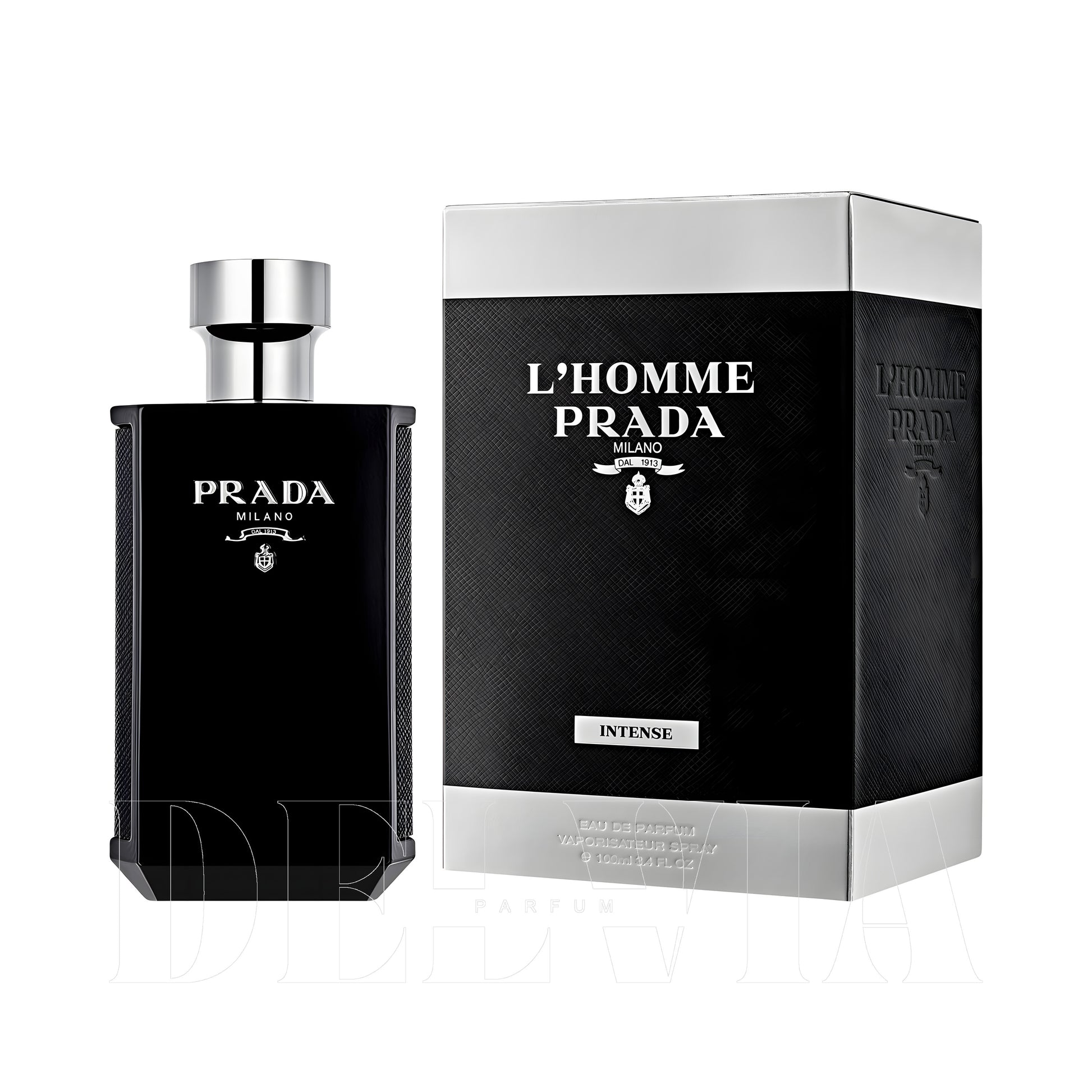 Prada L Homme Intense Katı Parfum — kutu ve şişe görseli