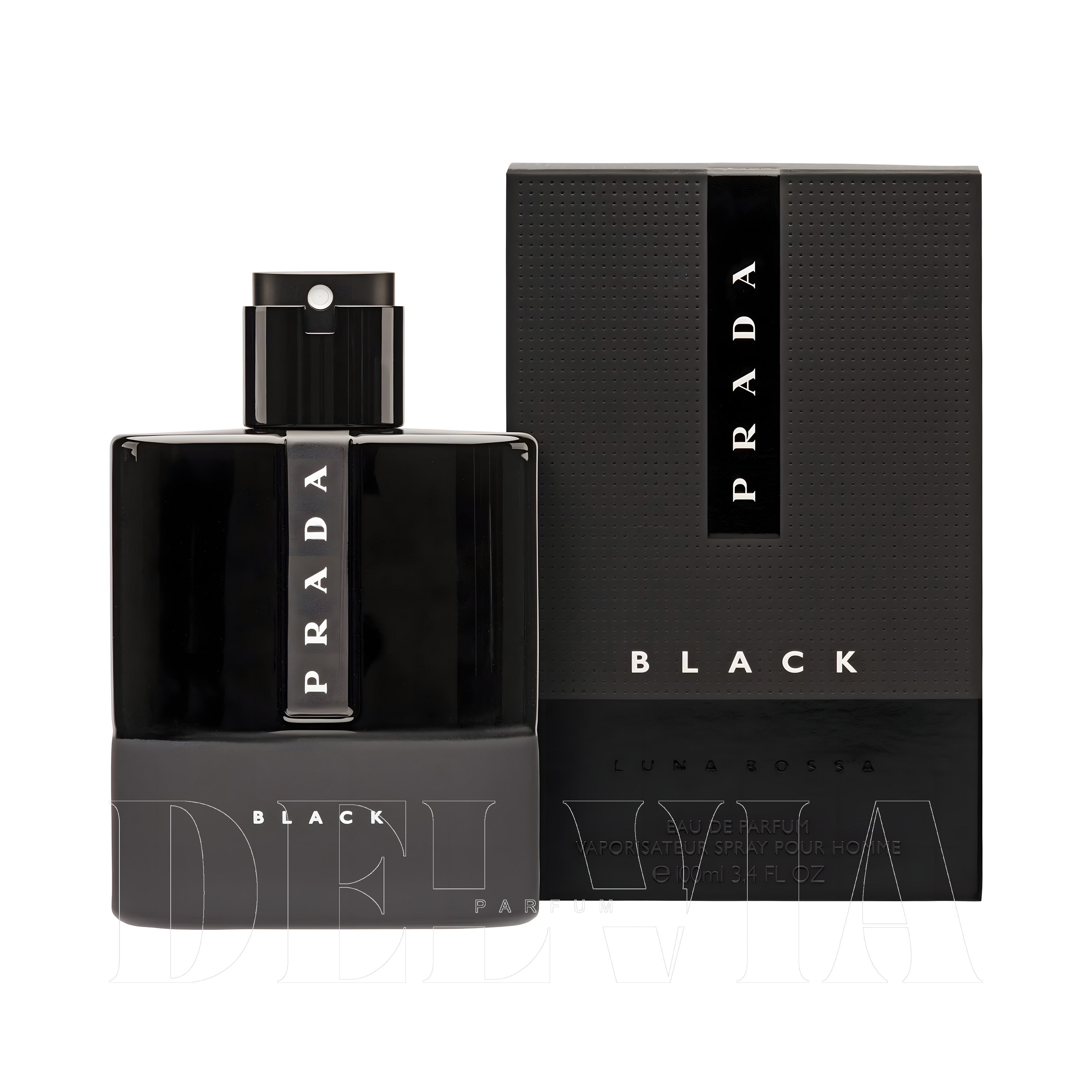 Prada Luna Rossa Black 2 ml dekant parfüm — kutu ve şişe görseli