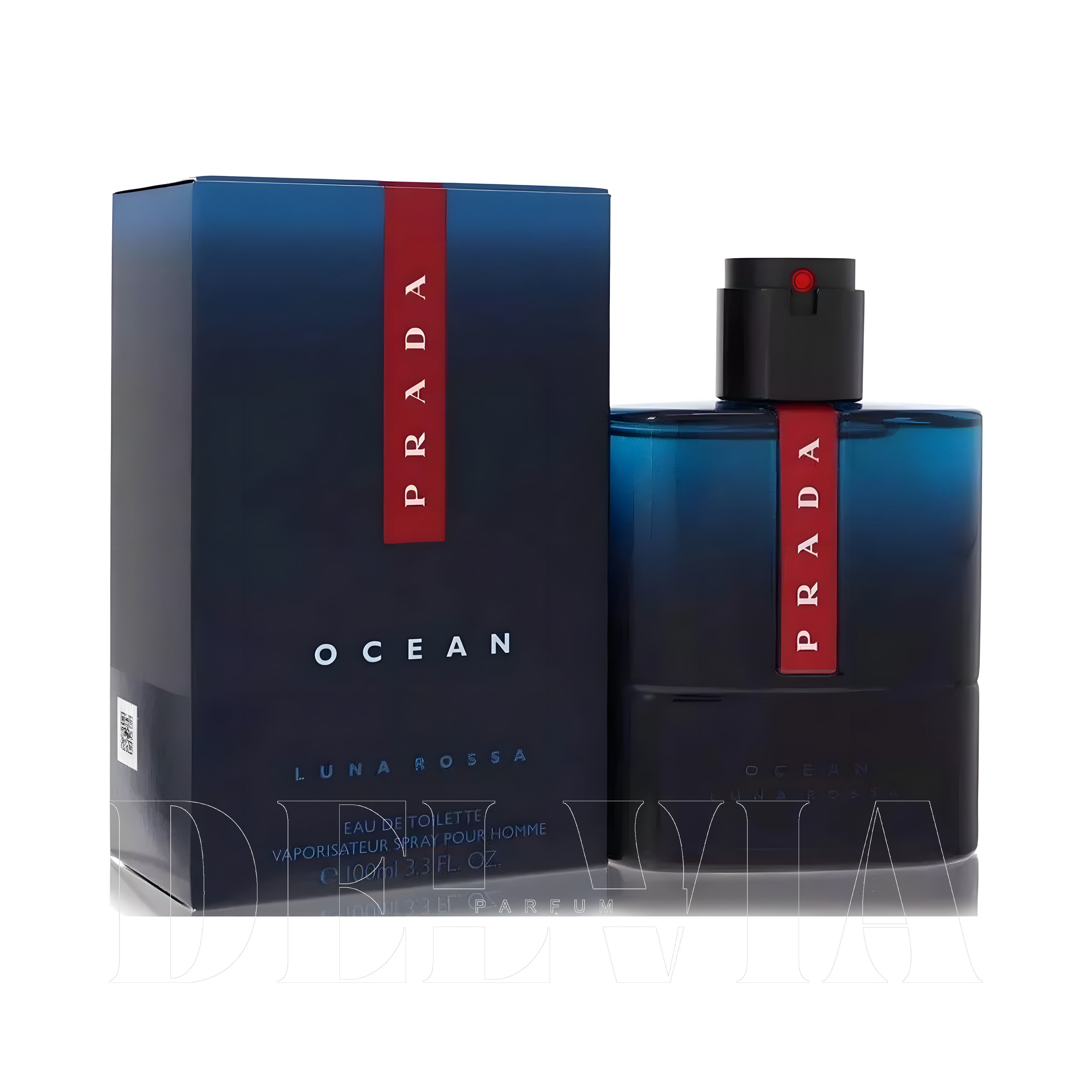 Prada Luna Rossa Ocean 1 ml dekant parfüm — kutu ve şişe görseli