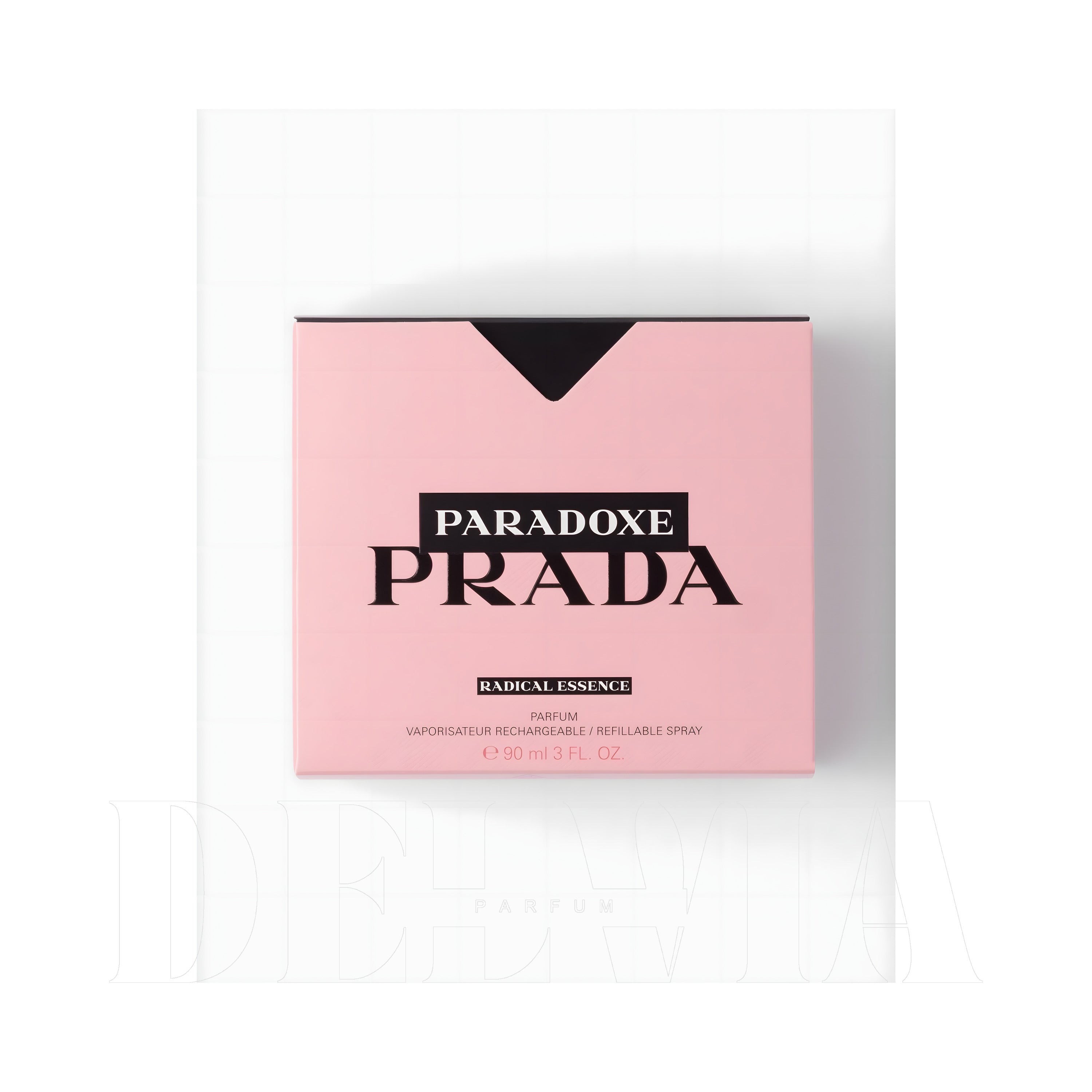 Prada Paradoxe Radical Essence Parfum 20 ml dekant parfüm — kutu ve şişe görseli