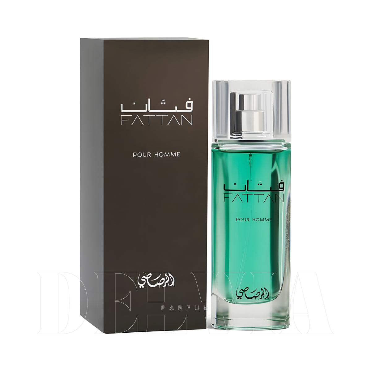 Rasasi Fattan Tam Boy Parfum — kutu ve şişe görseli