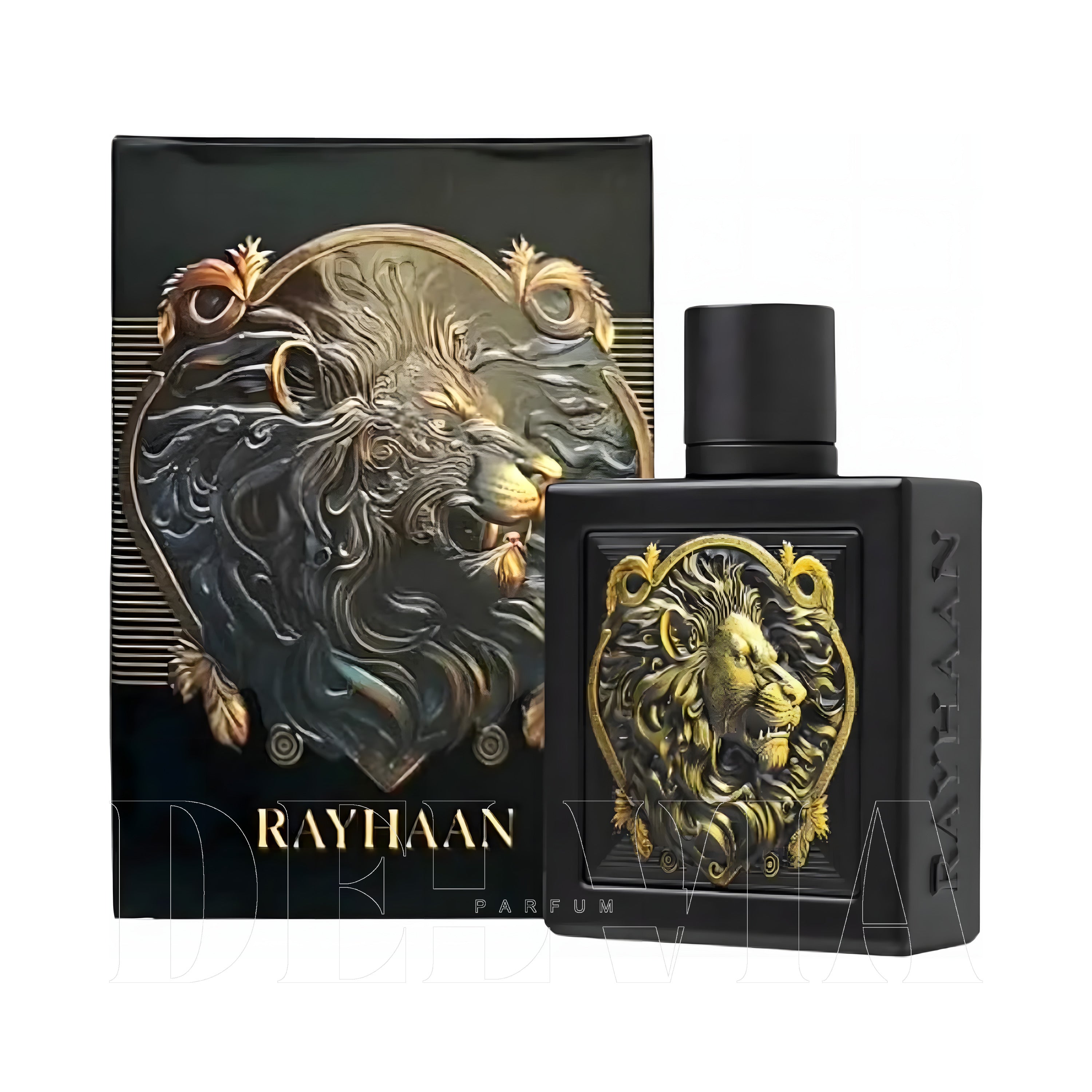 Rayhaan Lion Eau De Parfum 3 ml dekant parfüm — kutu ve şişe görseli