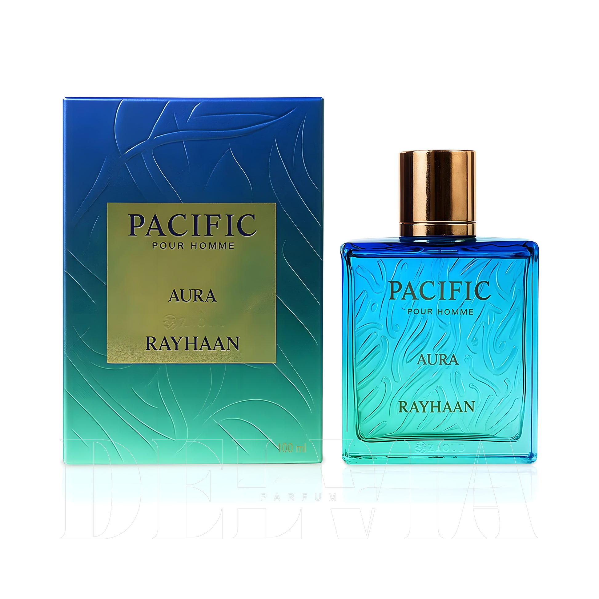 Rayhaan Pacific Aura 30 ml dekant parfüm — kutu ve şişe görseli