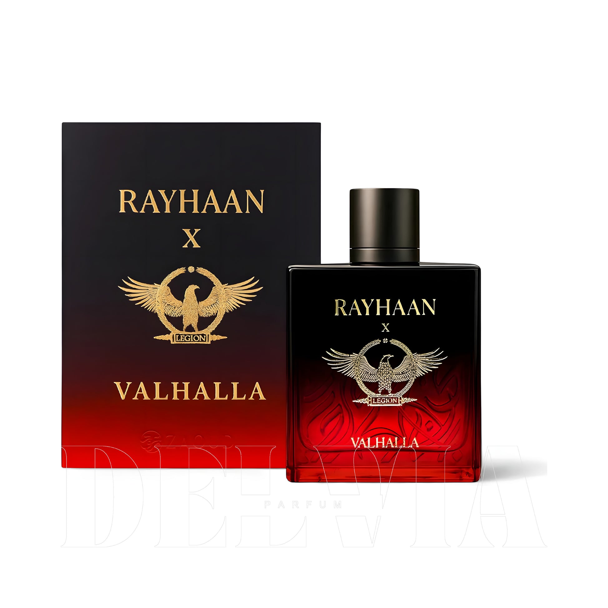 Rayhaan X Valhalla Tam Boy Parfum — kutu ve şişe görseli