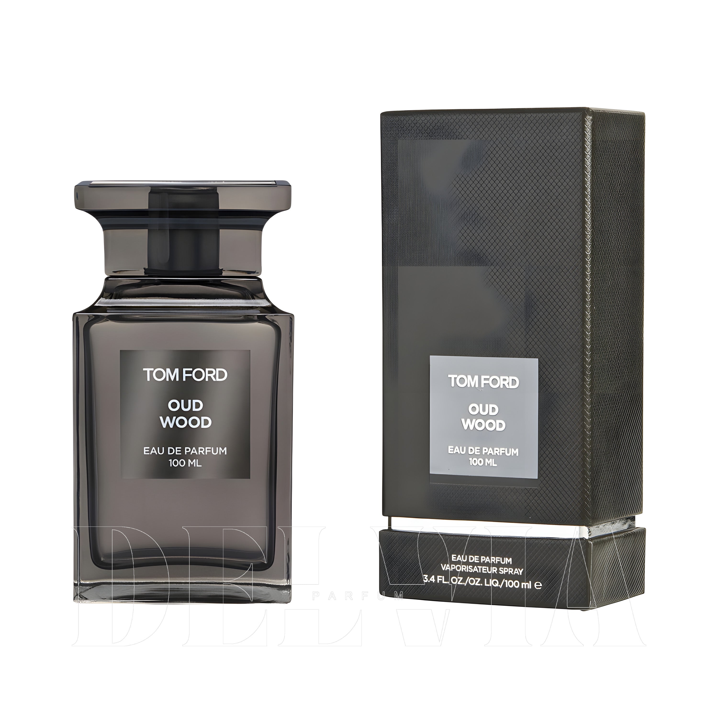 Tom Ford Oud Wood 2 ml dekant parfüm — kutu ve şişe görseli