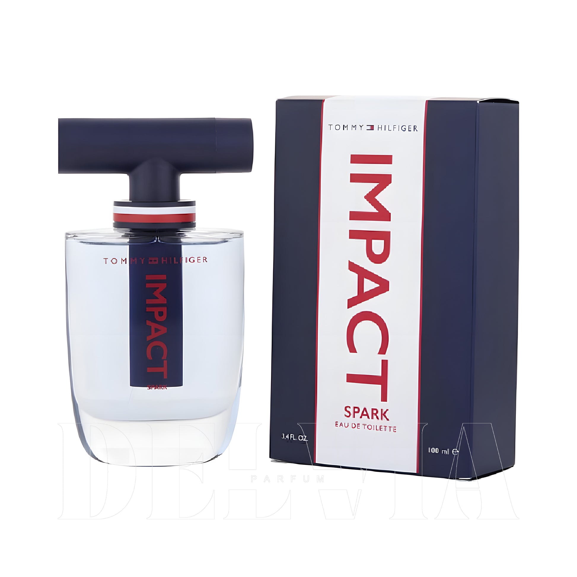 Tommy Hilfiger Impact Spark 1 ml dekant parfüm — kutu ve şişe görseli