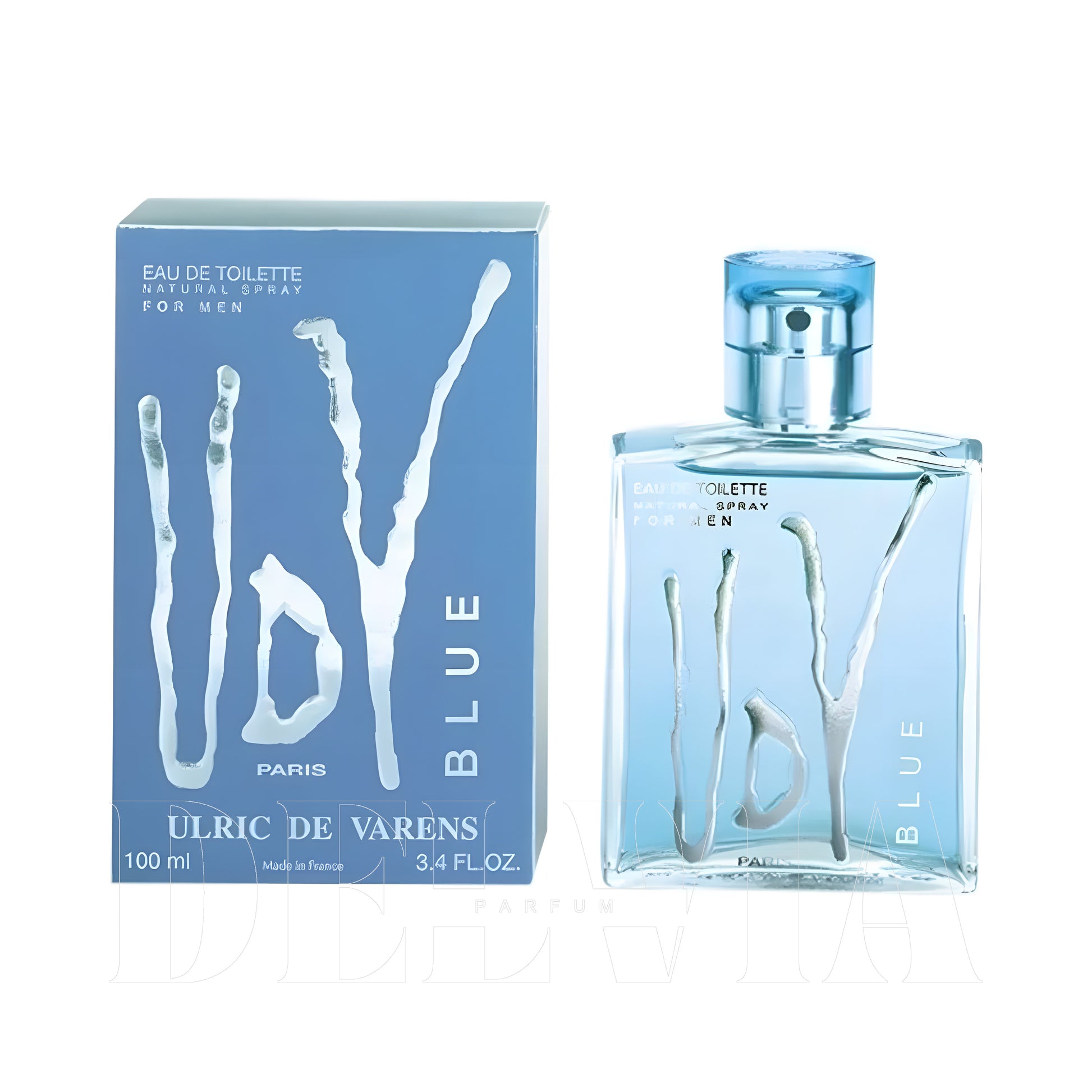 Ulric De Varens Blue 2 ml dekant parfüm — kutu ve şişe görseli