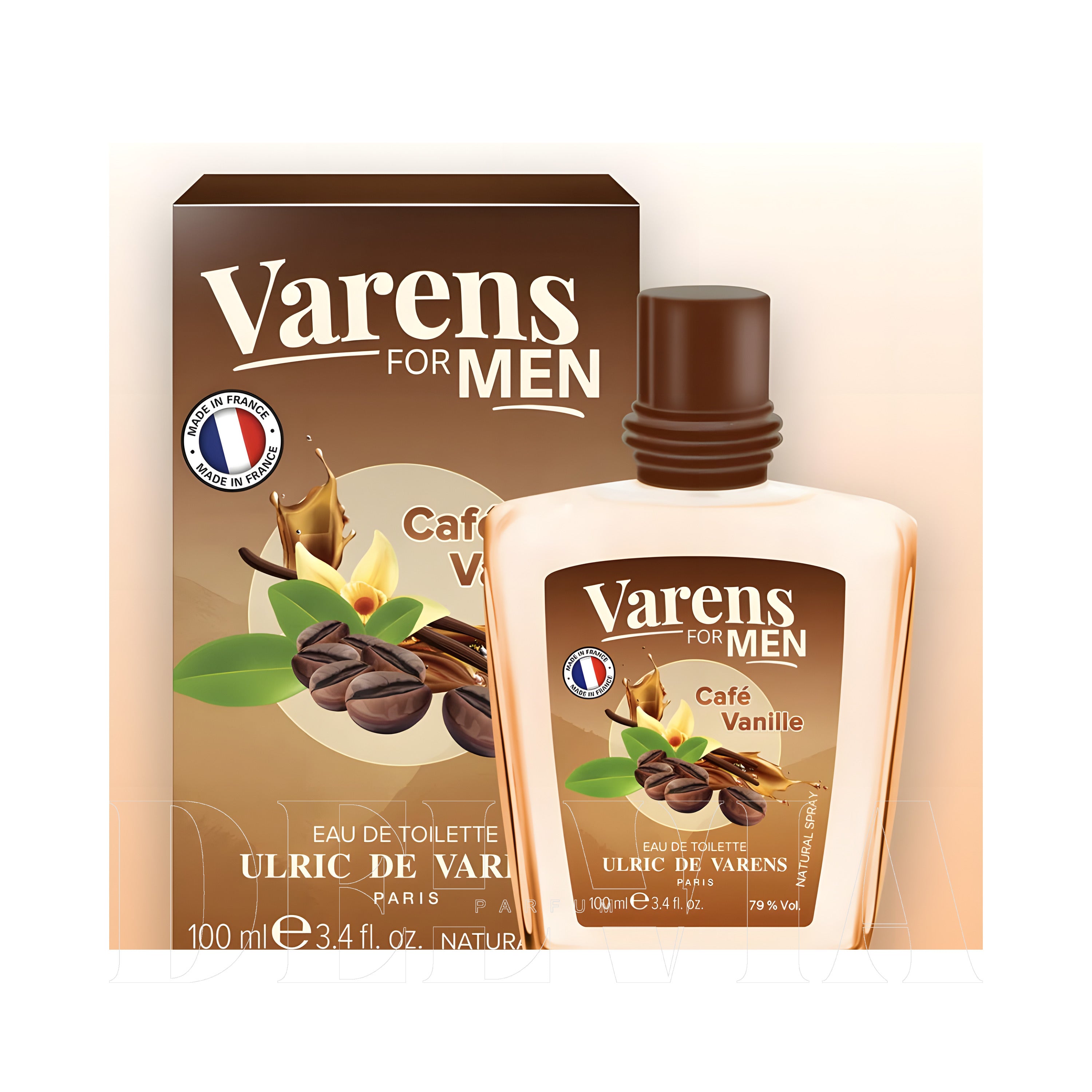 Ulric De Varens Cafe Vanille 20 ml dekant parfüm — kutu ve şişe görseli
