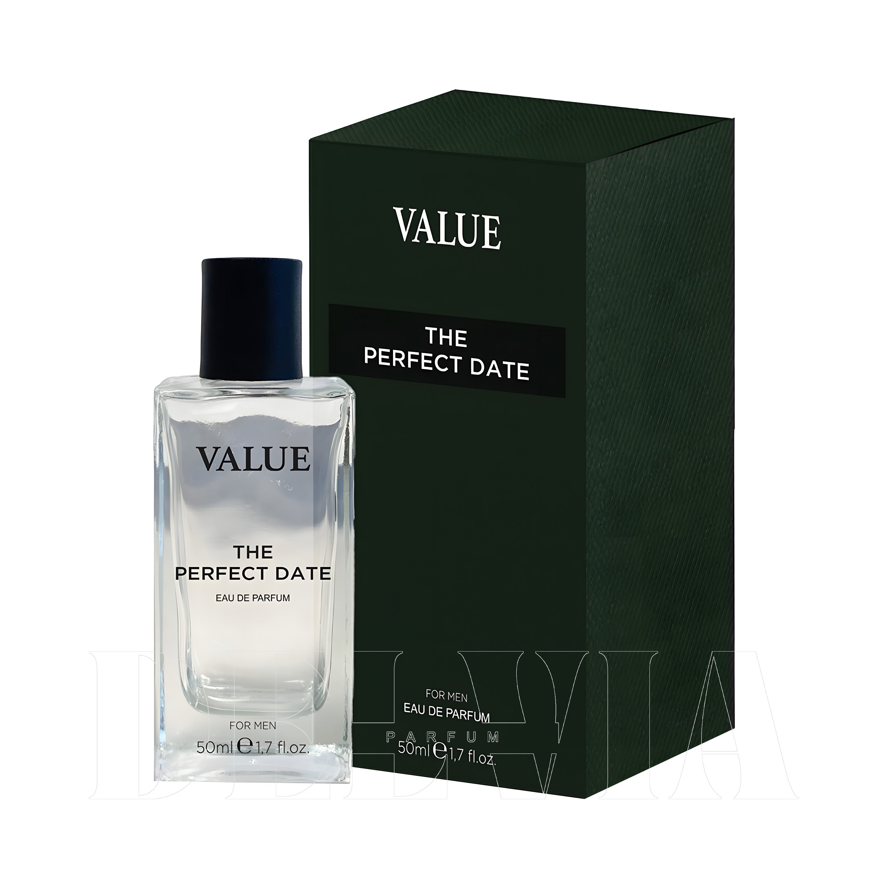 Value The Perfect Date Eau De Parfum For Men 3 ml dekant parfüm — kutu ve şişe görseli