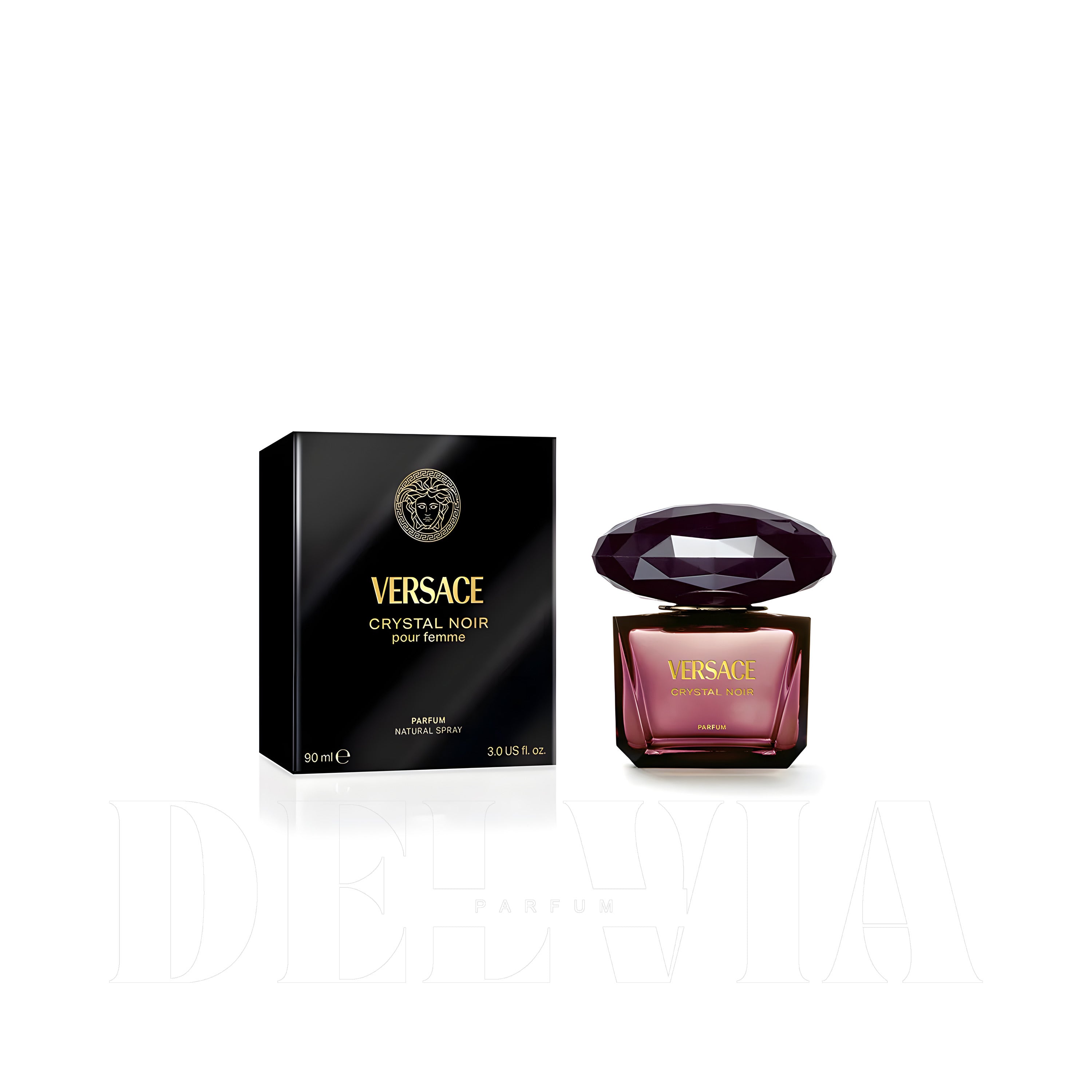 Versace Crystal Noir 20 ml dekant parfüm — kutu ve şişe görseli