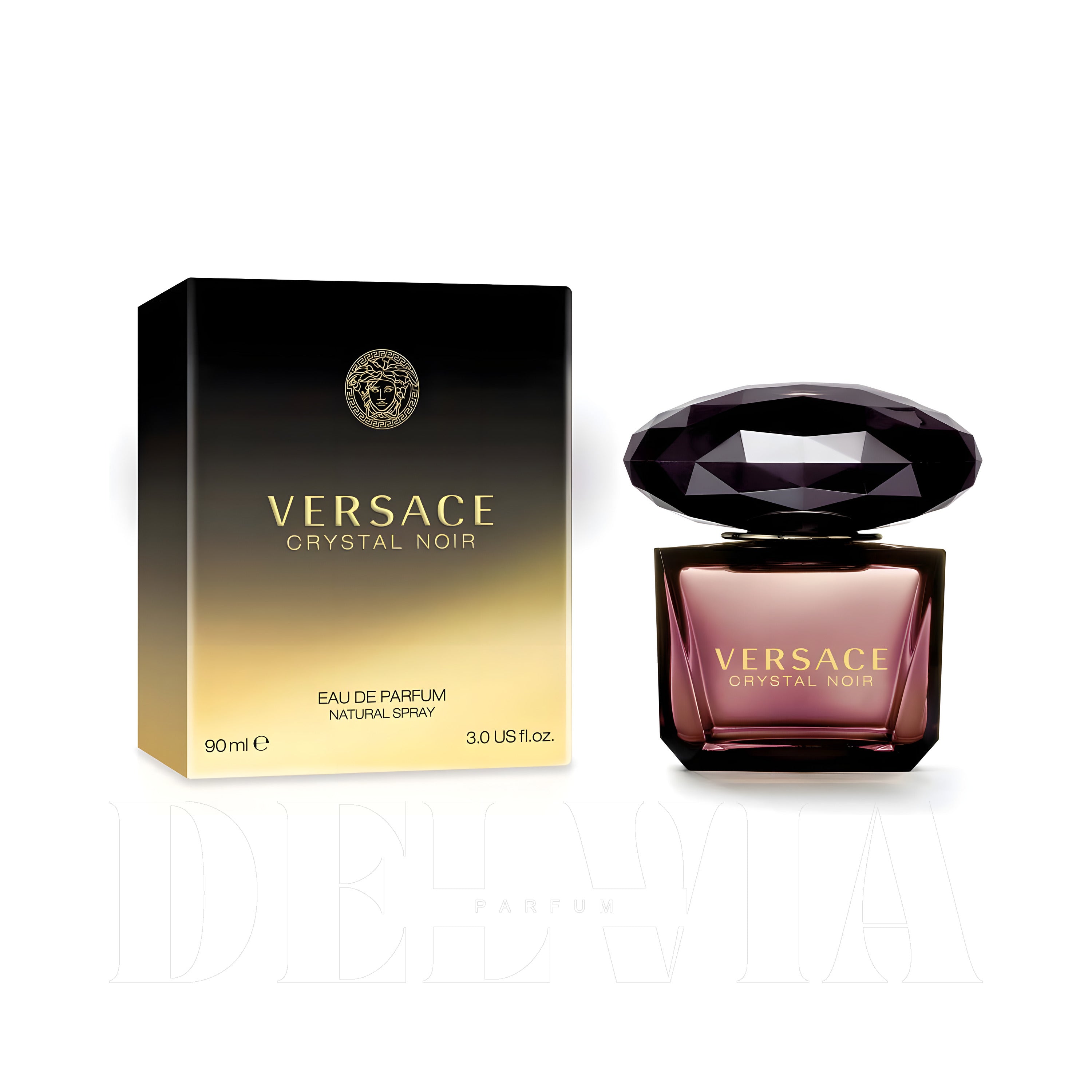 Versace Crystal Noir Edp Kadin U 3 ml dekant parfüm — kutu ve şişe görseli